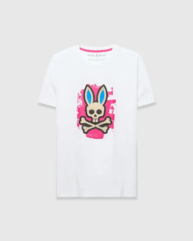 Psycho Bunny Big & Tall Marcus Bunny Graphic tee bianca cotone Pima