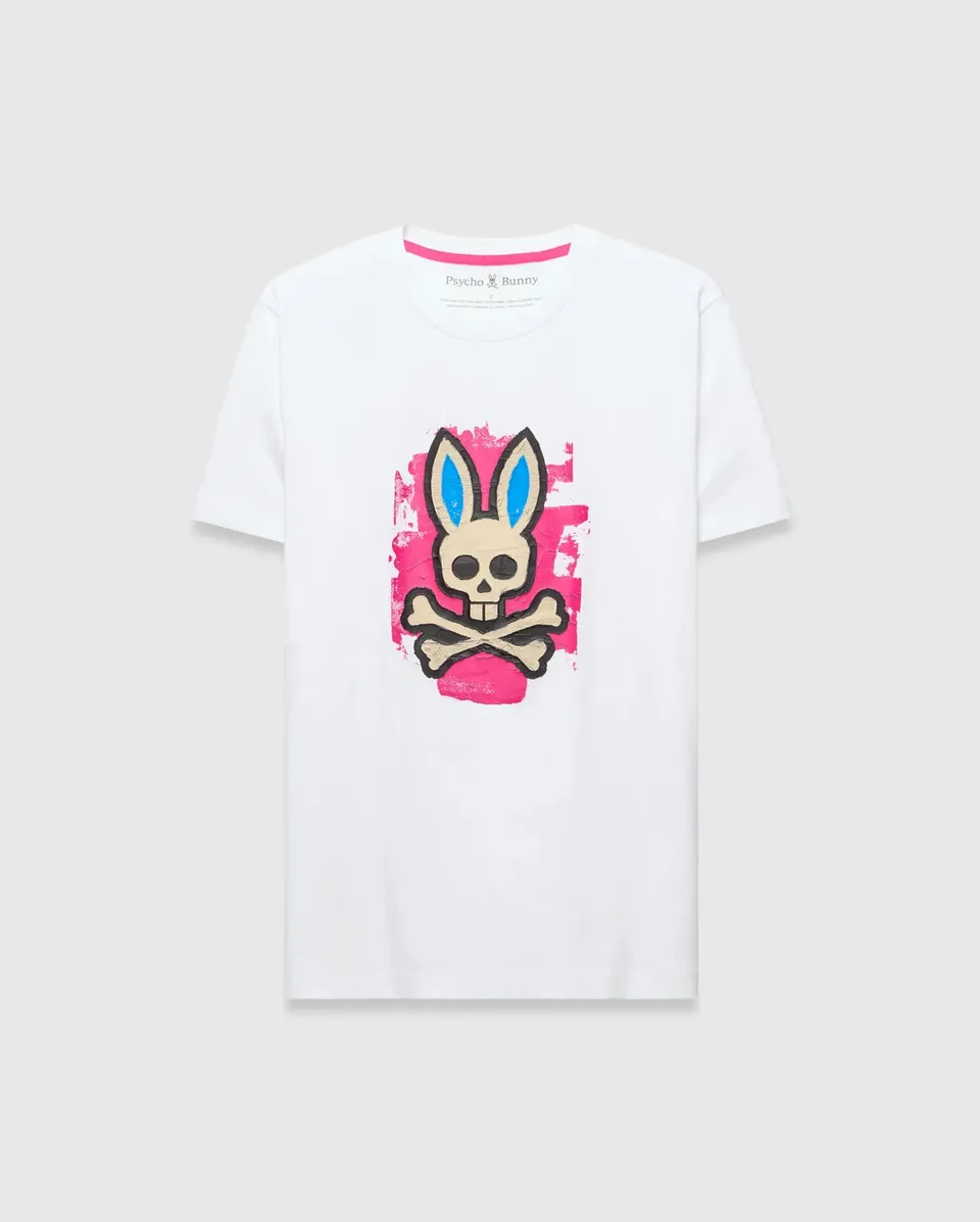 Psycho Bunny Big & Tall Marcus Bunny Graphic tee bianca cotone Pima