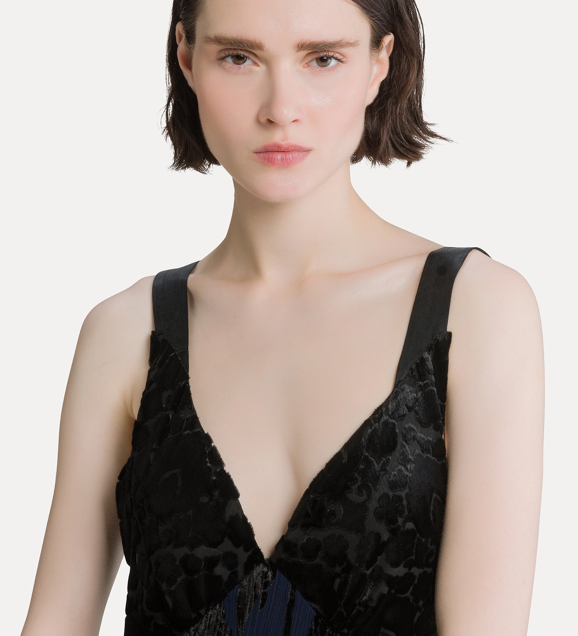 Forte abiti Roses abito slip lungo in velluto nero