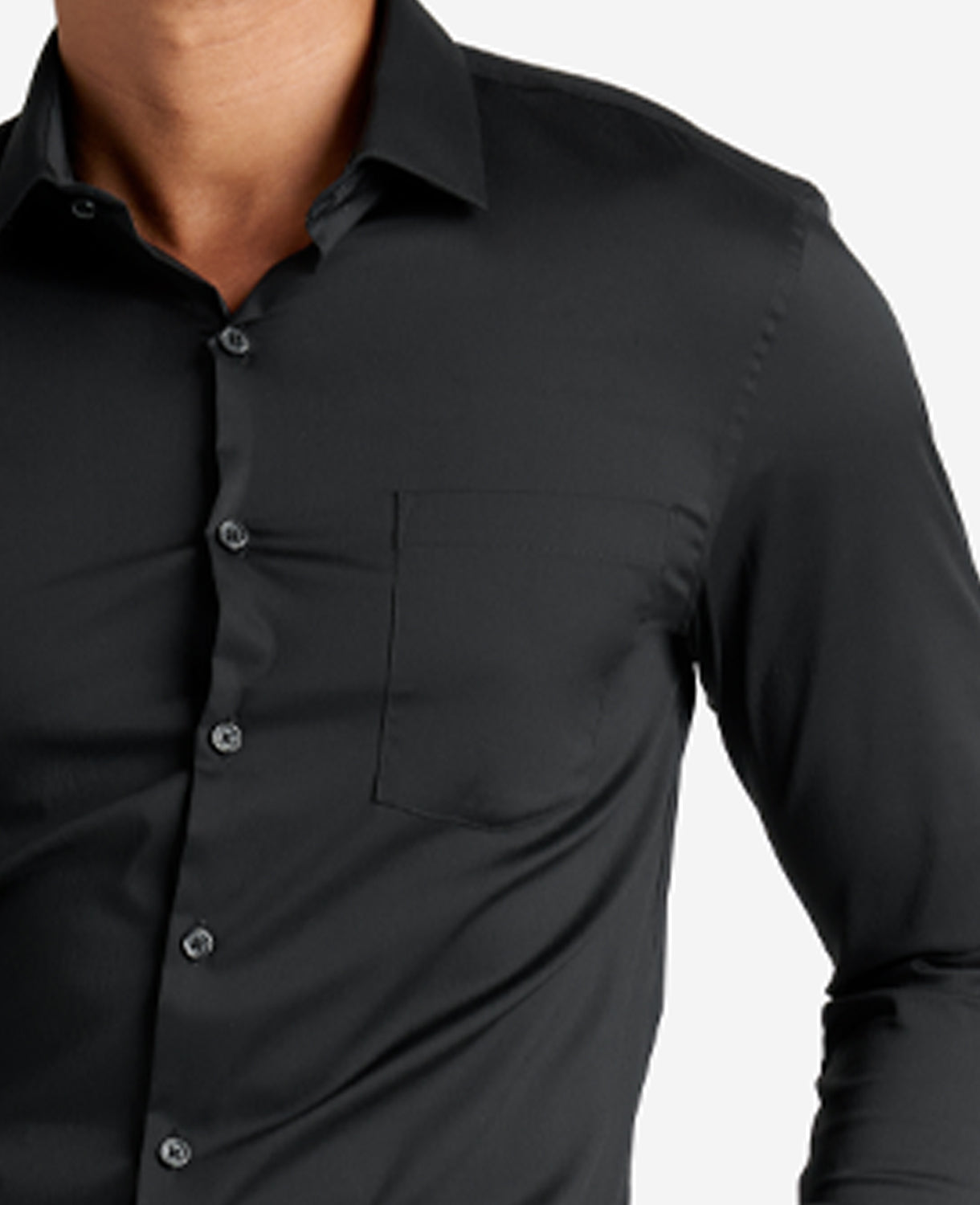 Kenneth Cole Reaction Clothing Slim Fit Sustainable Stretch Collar Solid Dress Shirt camicia nera