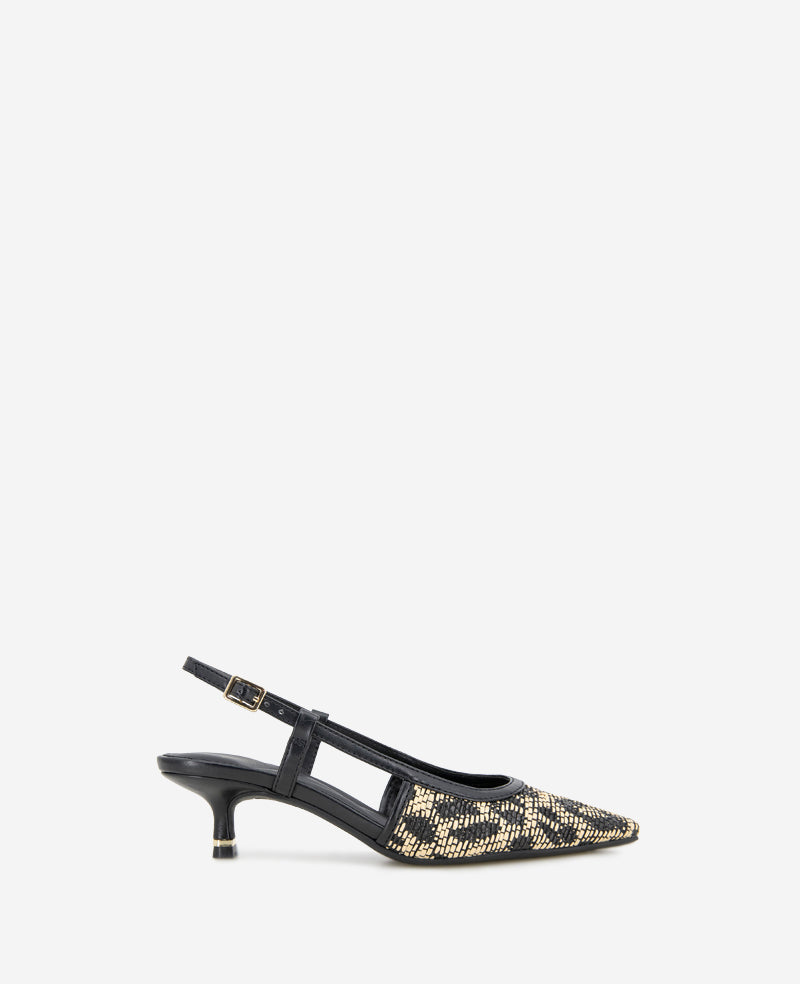 Kenneth Cole Reaction Shoes Martha Leopard Raffia slingback tacco basso