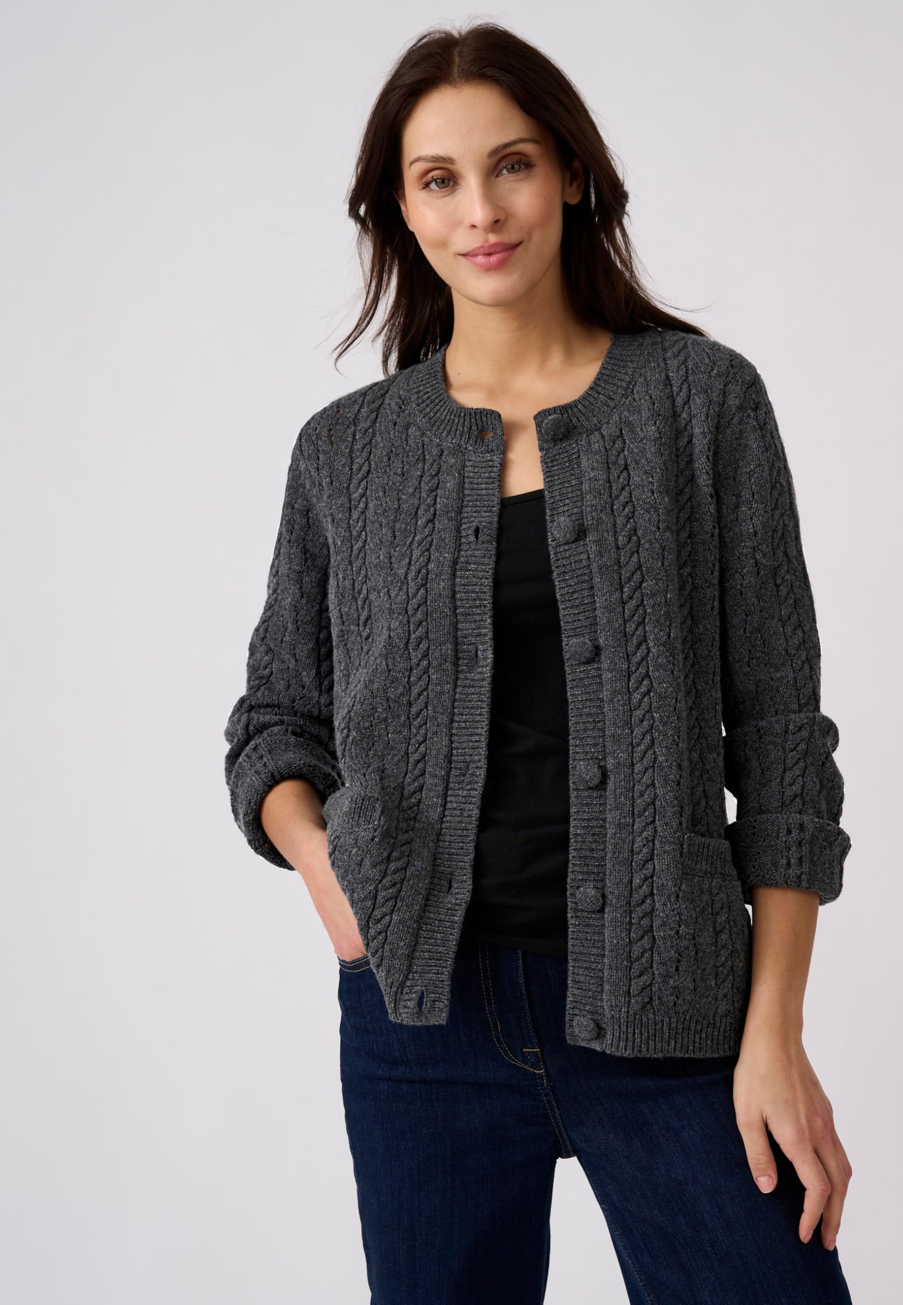 Damart Prêt-à-porter Giacca da donna gilet 38-40 grigio antracite in lana