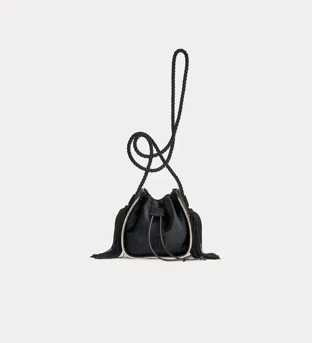 Forte borse e cinture “my pepita” mini bucket bag borsa mini nera U pony skin