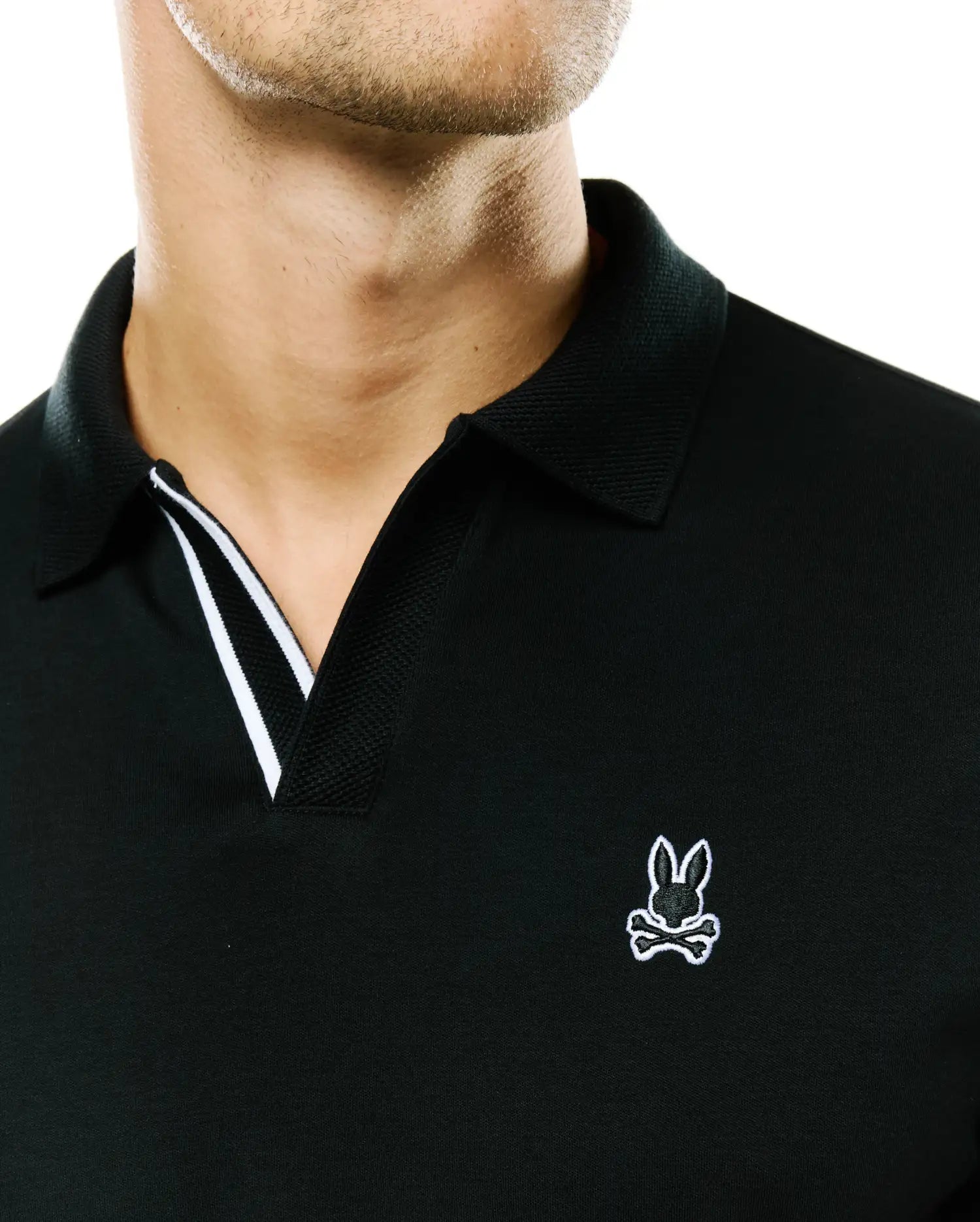 Psycho Bunny Men's Polos Nasser Pima Johnny Polo polo nera cotone Pima