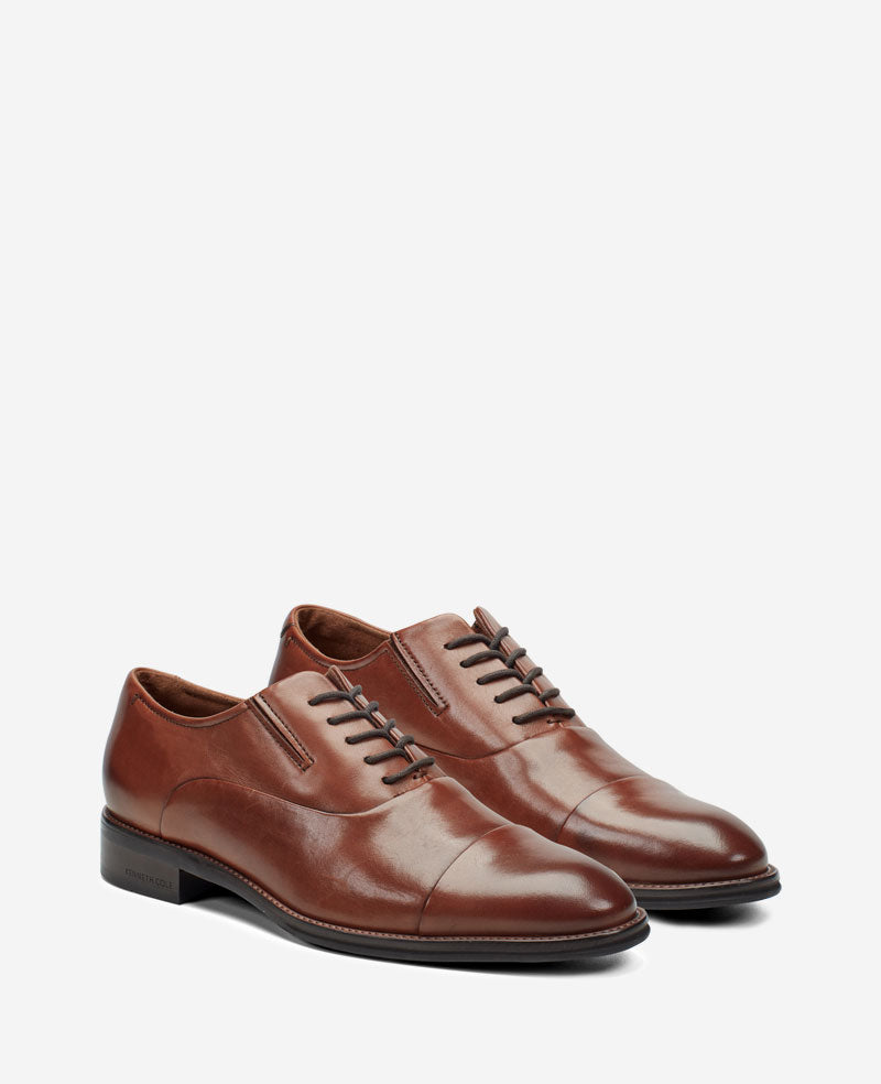Kenneth Cole Reaction Shoes Tully Cap Toe Oxford scarpa stringata Cognac in pelle