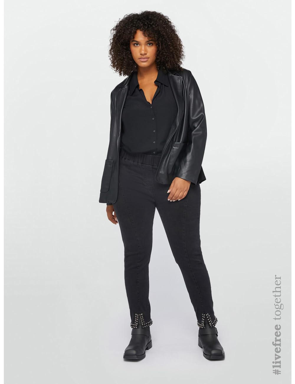 Fiorella Rubino Jeans Jeggings con Borchie al Fondo 52 Plus denim nero