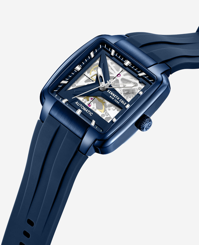 Kenneth Cole Reaction Watches Skeleton Automatic orologio blu con cinturino in silicone