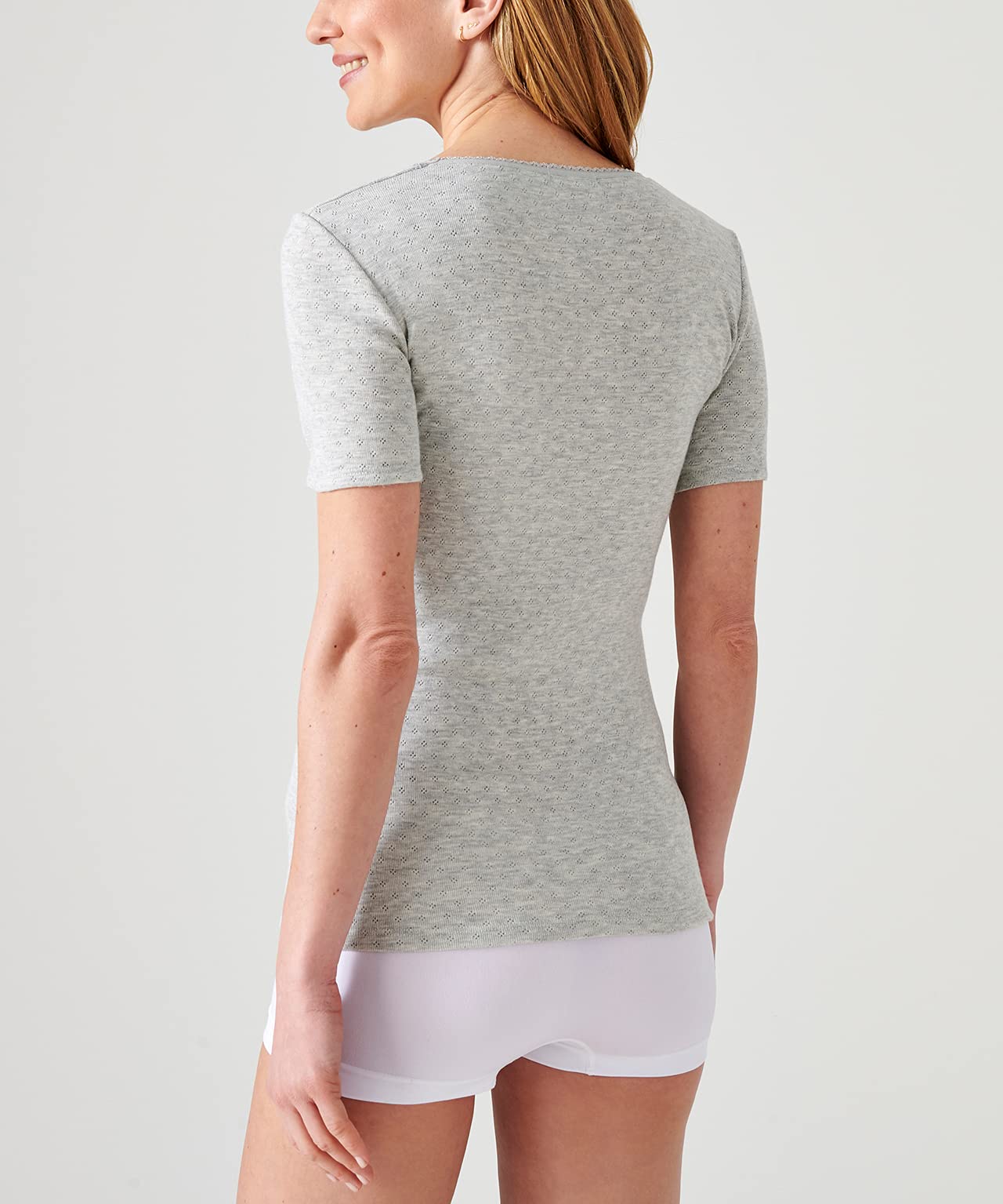 Damart Thermolactyl T-Shirt A Maniche Corte in Thermolactyl Traforato grigia