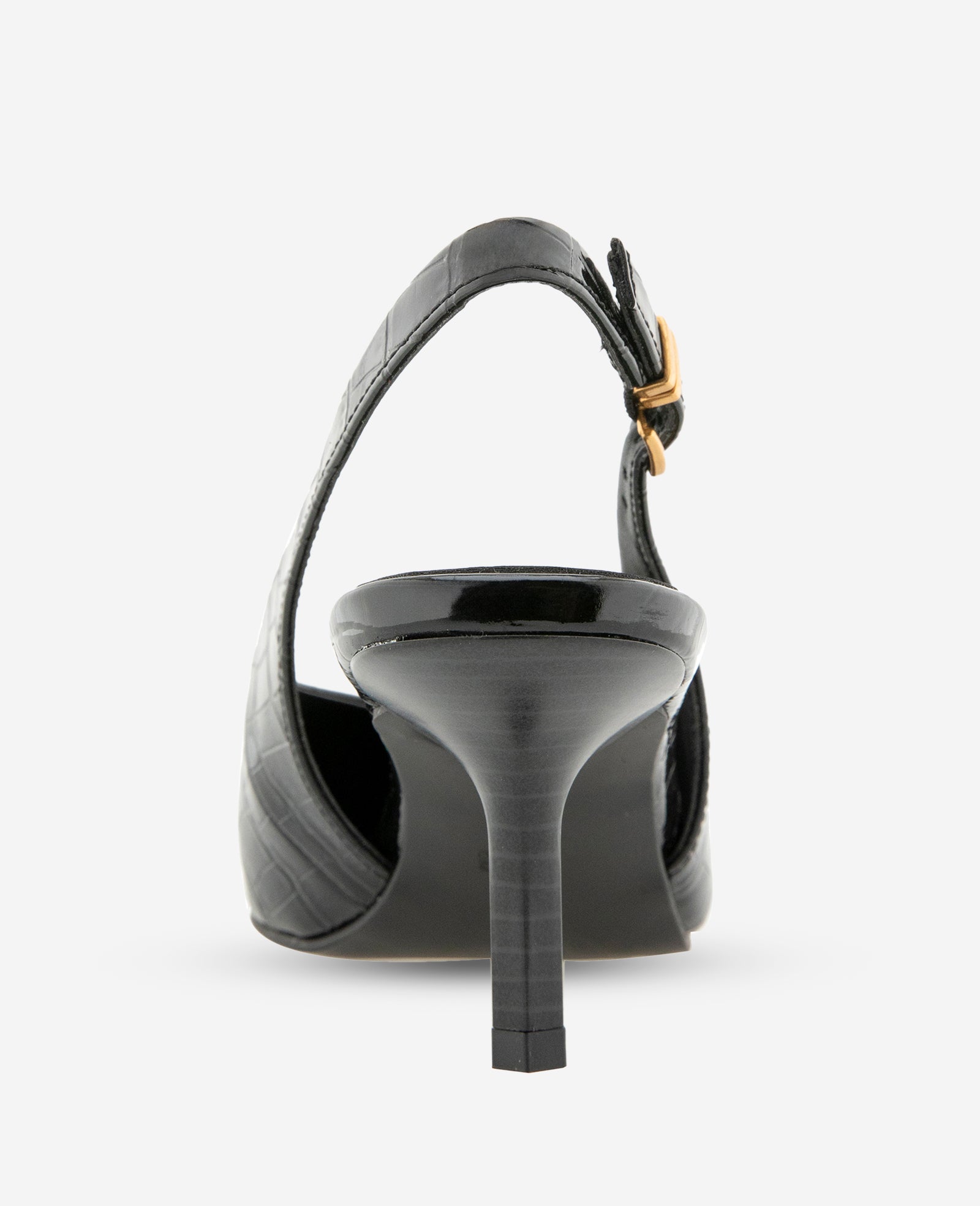 Kenneth Cole Reaction Shoes Ulysses Croco Patent Slingback Heel décolleté nere tacco 6,6 cm
