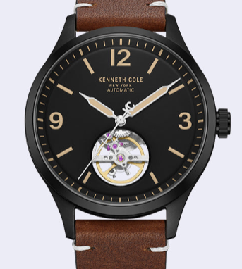 Kenneth Cole Reaction Open Heart Automatic Bracelet Watch orologio marrone automatico