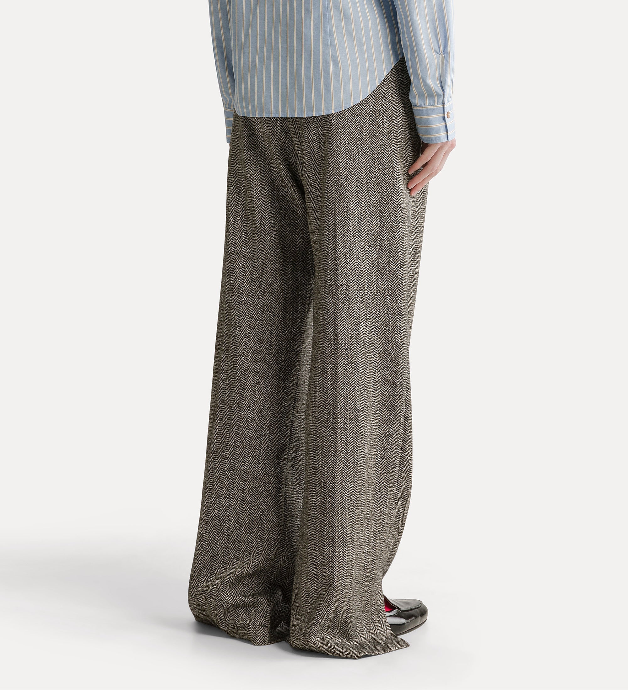 Forte pantaloni chevron jaspé trousers pantaloni nero elasticizzati