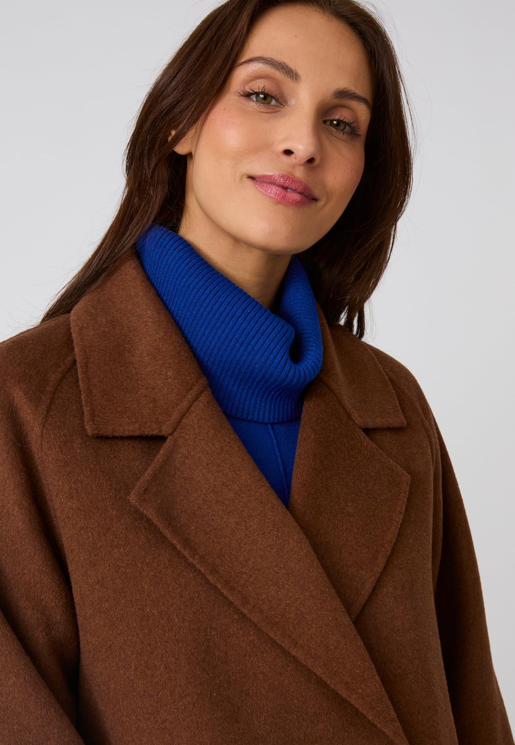 Damart Prêt-à-porter Cappotto donna marrone cioccolato in lana e cashmere