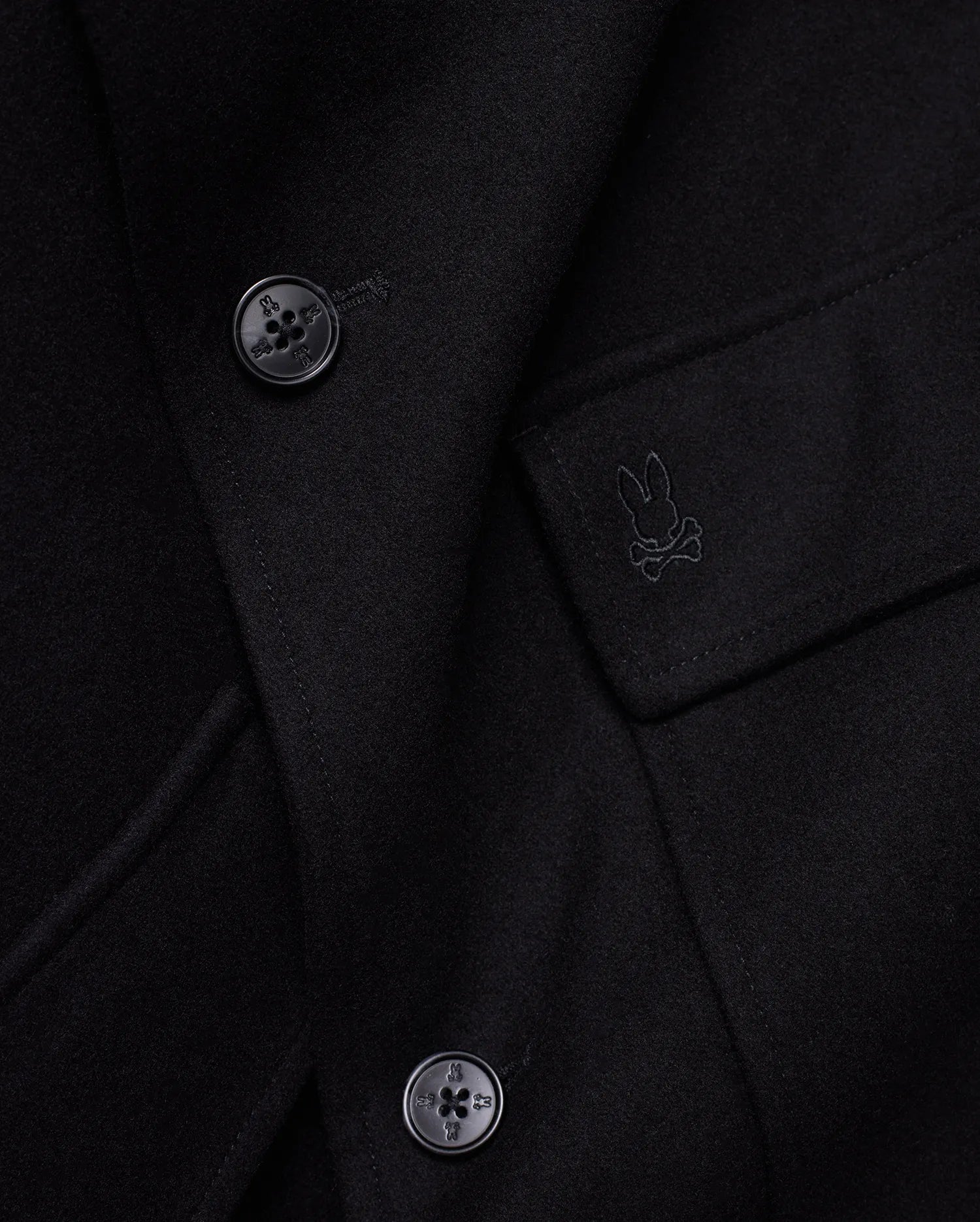 Psycho Bunny Jackets MEN'S LUTHER WOOL COAT MO1100100 cappotto nero XXS-XXXL lana