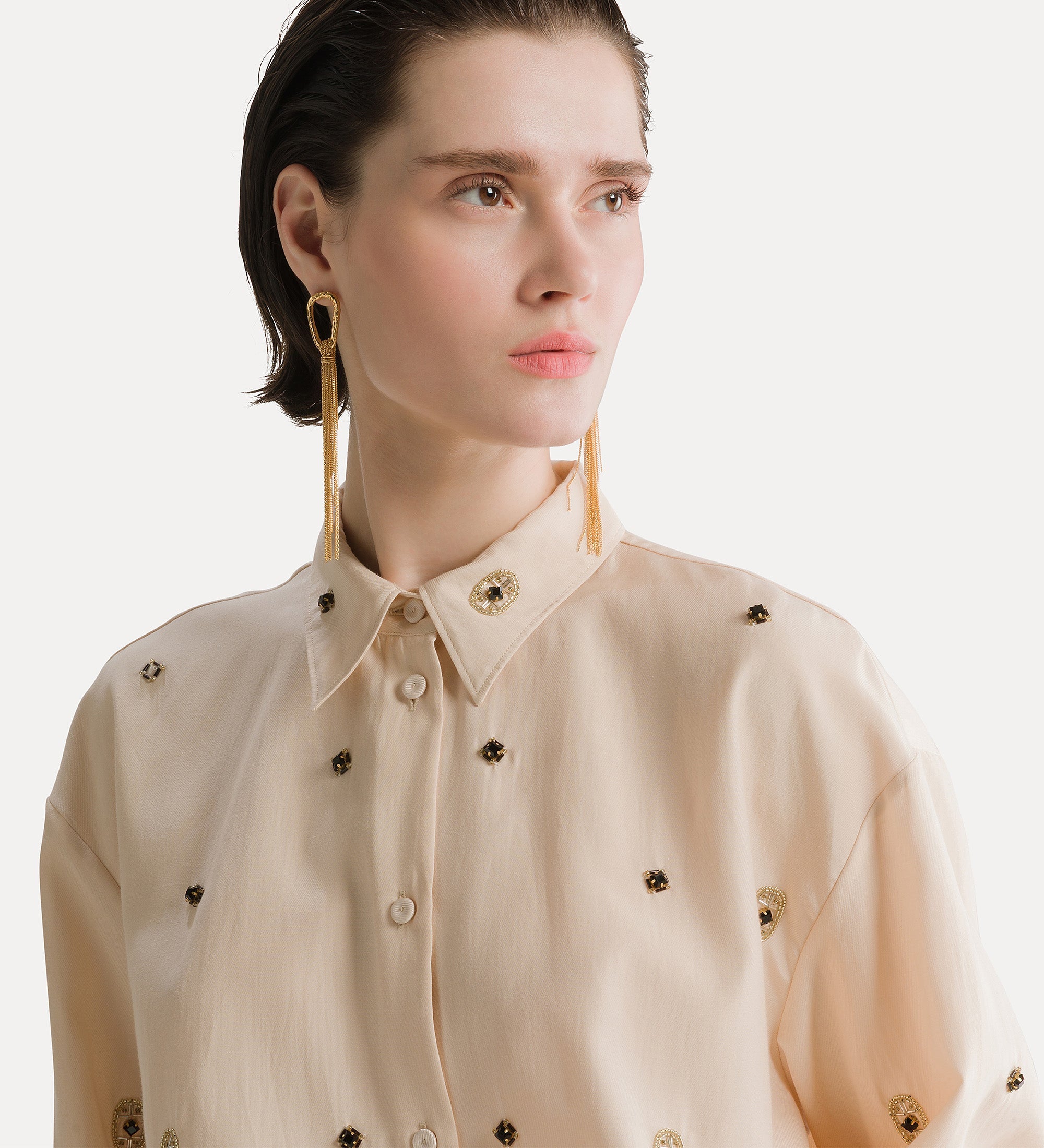 Forte camicie camicia in twill ricamo Le Club Loto