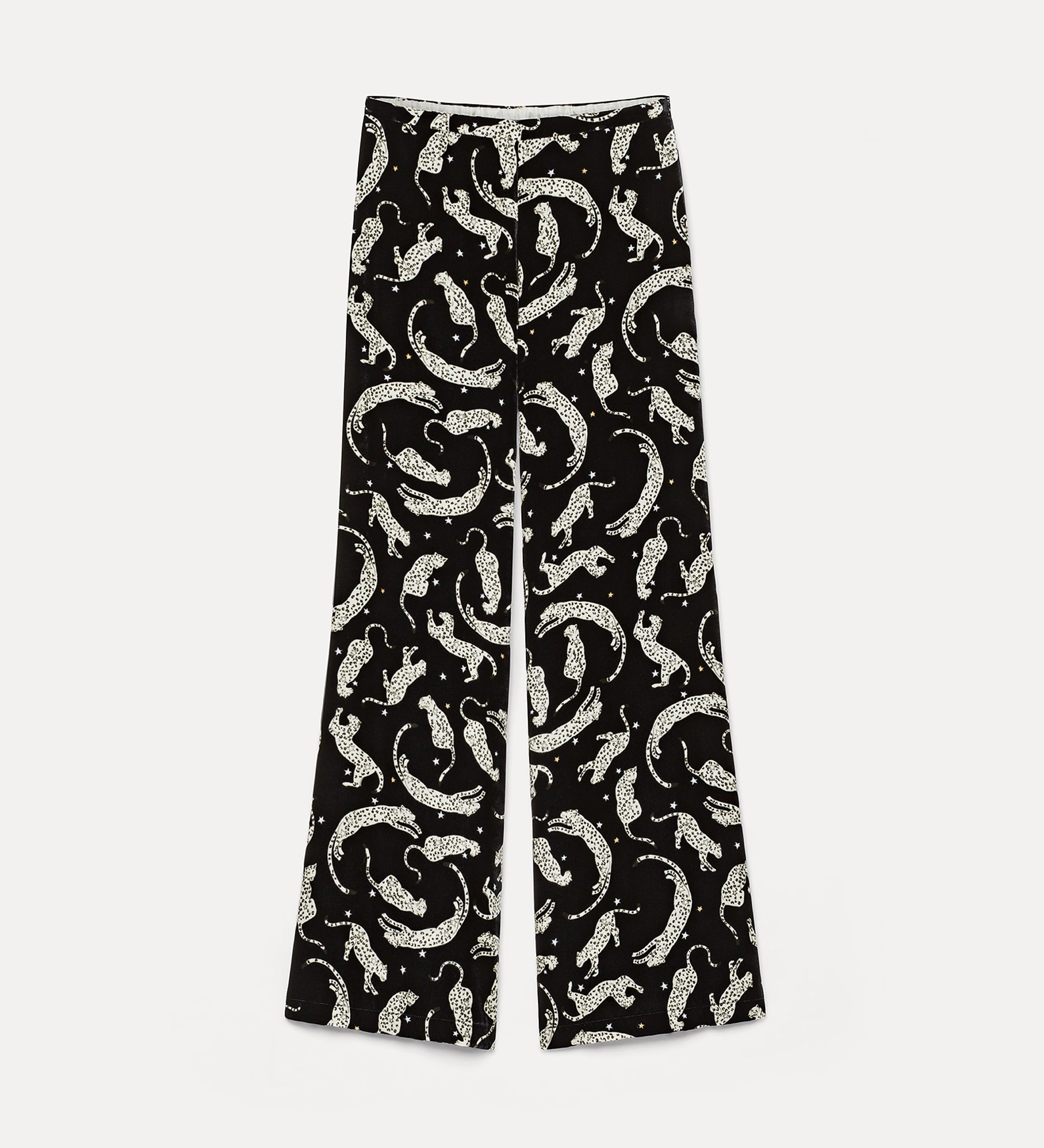 Forte pantaloni velvet trousers with “royal leopard” print night pantaloni nero