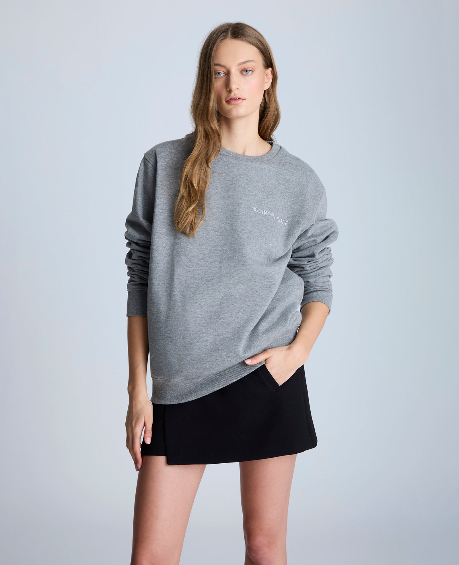 Kenneth Cole Reaction Clothing Kenneth Cole Embroidered Logo Sweatshirt felpa grigia