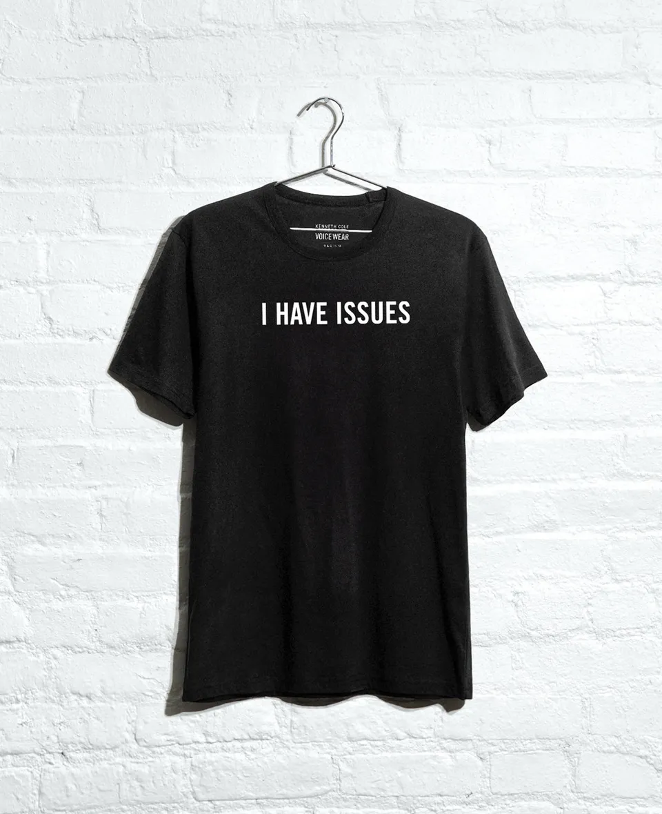 Kenneth Cole Reaction I Have Issues T-Shirt maglietta nera unisex in cotone stretch