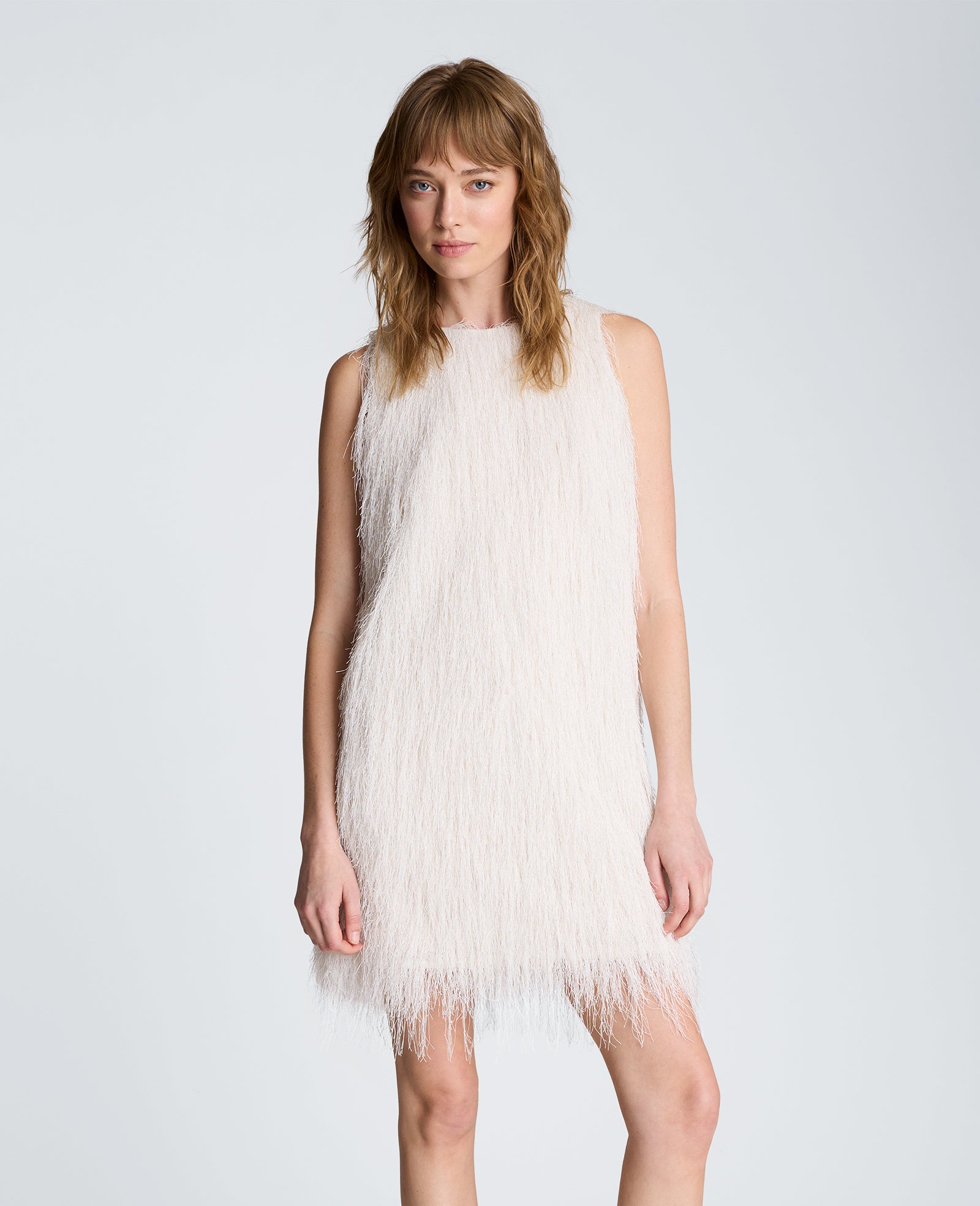 Kenneth Cole Reaction Clothing Fringed Mini Dress abito mini Oyster frange