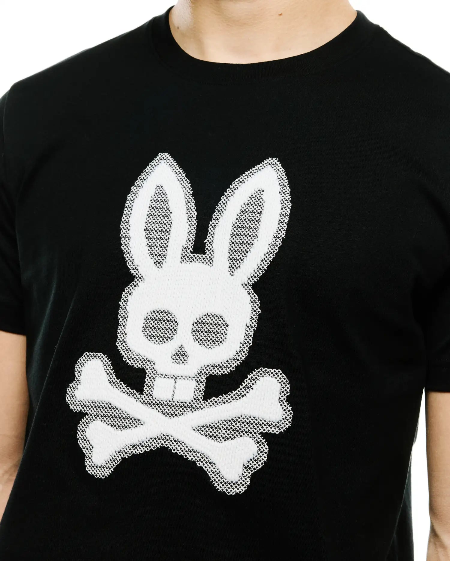 Psycho Bunny Men's Tees MEN'S SAMSON GRAPHIC TEE MT0200475 T-shirt nera ricamata