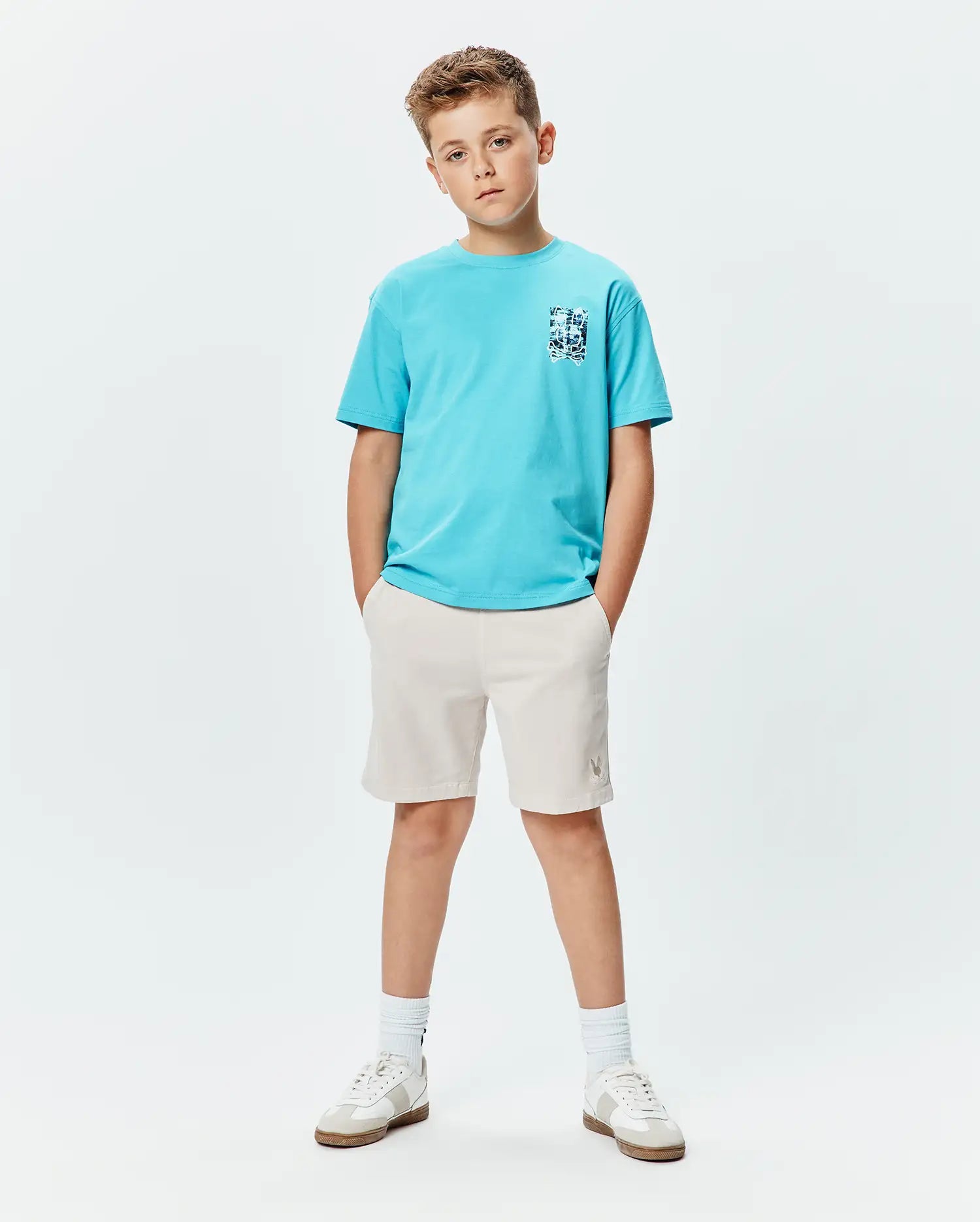Psycho Bunny Kids Tees Isaac Oversized Tee maglietta bambino blu Maui