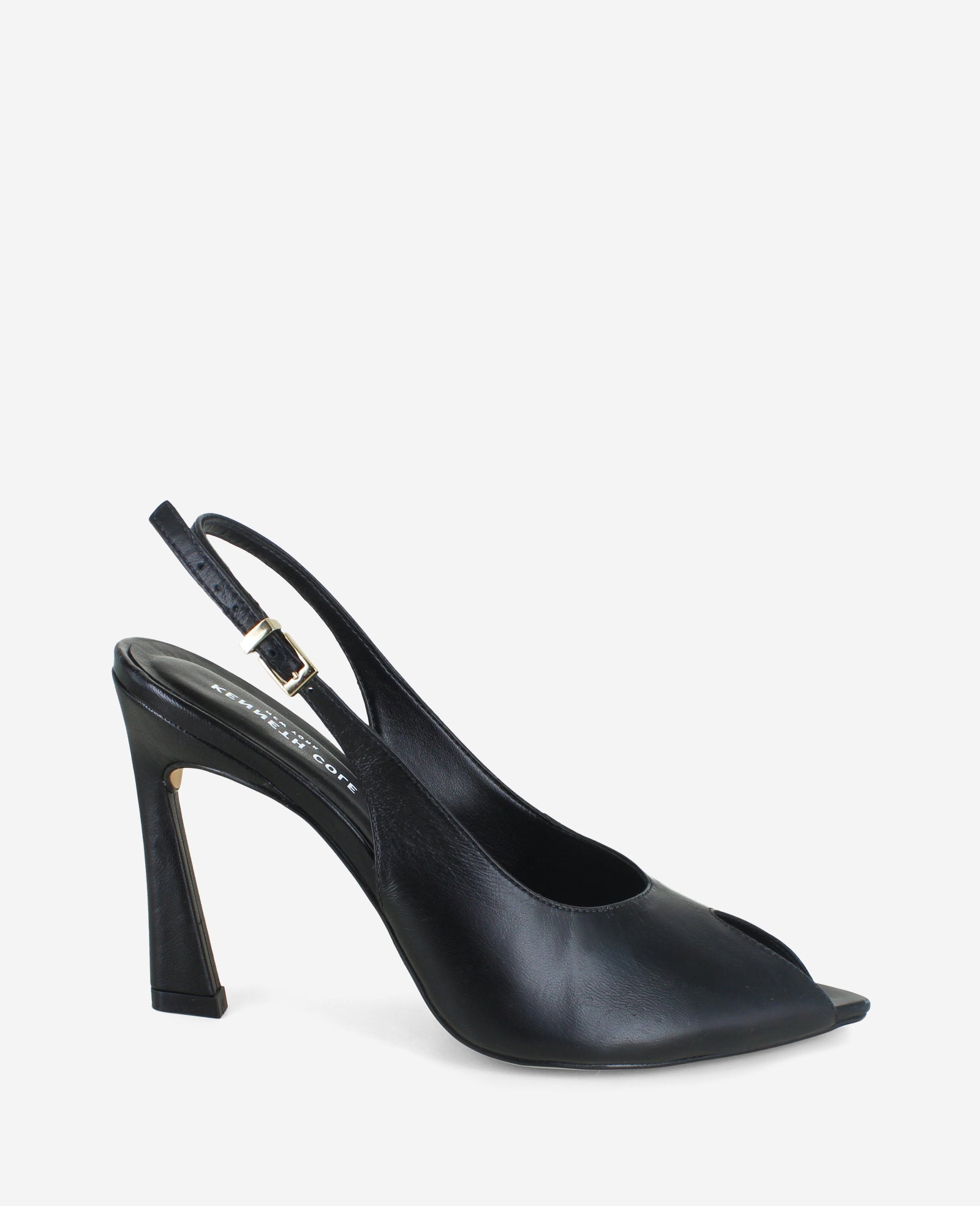 Kenneth Cole Reaction Shoes Priya Leather Peep Toe Slingback Heel décolleté nere in pelle
