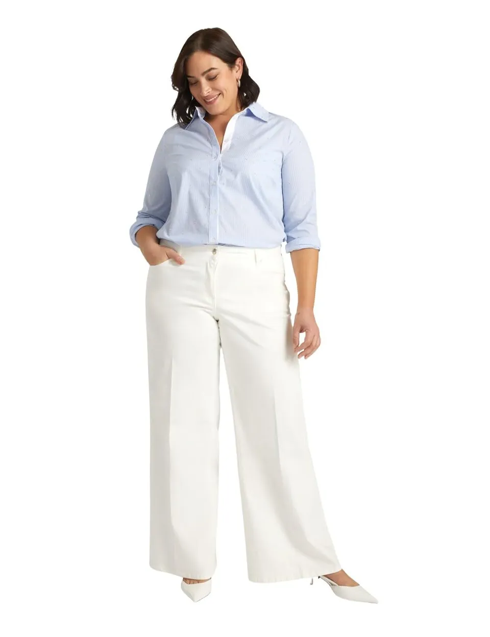 Fiorella Rubino Camicie e bluse Camicia a Righe tempestata di Strass 46 Plus