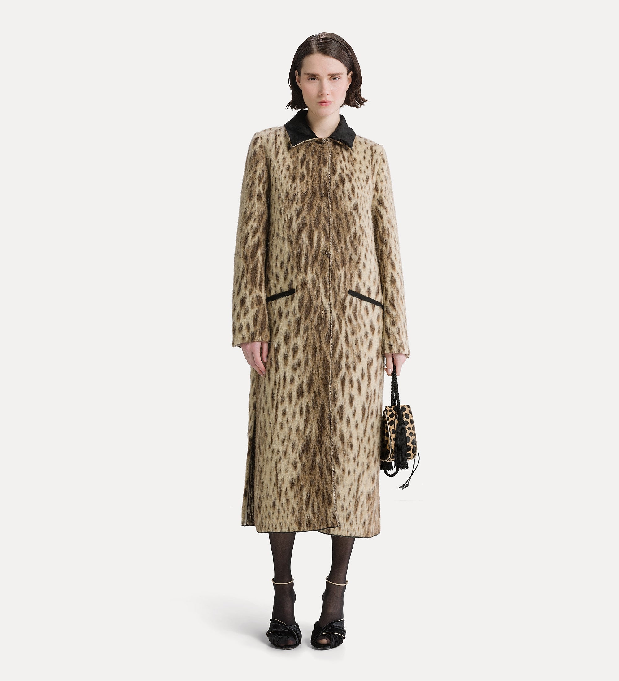 Forte capispalla e kimono Cappotto Royal Leopard giallo oro