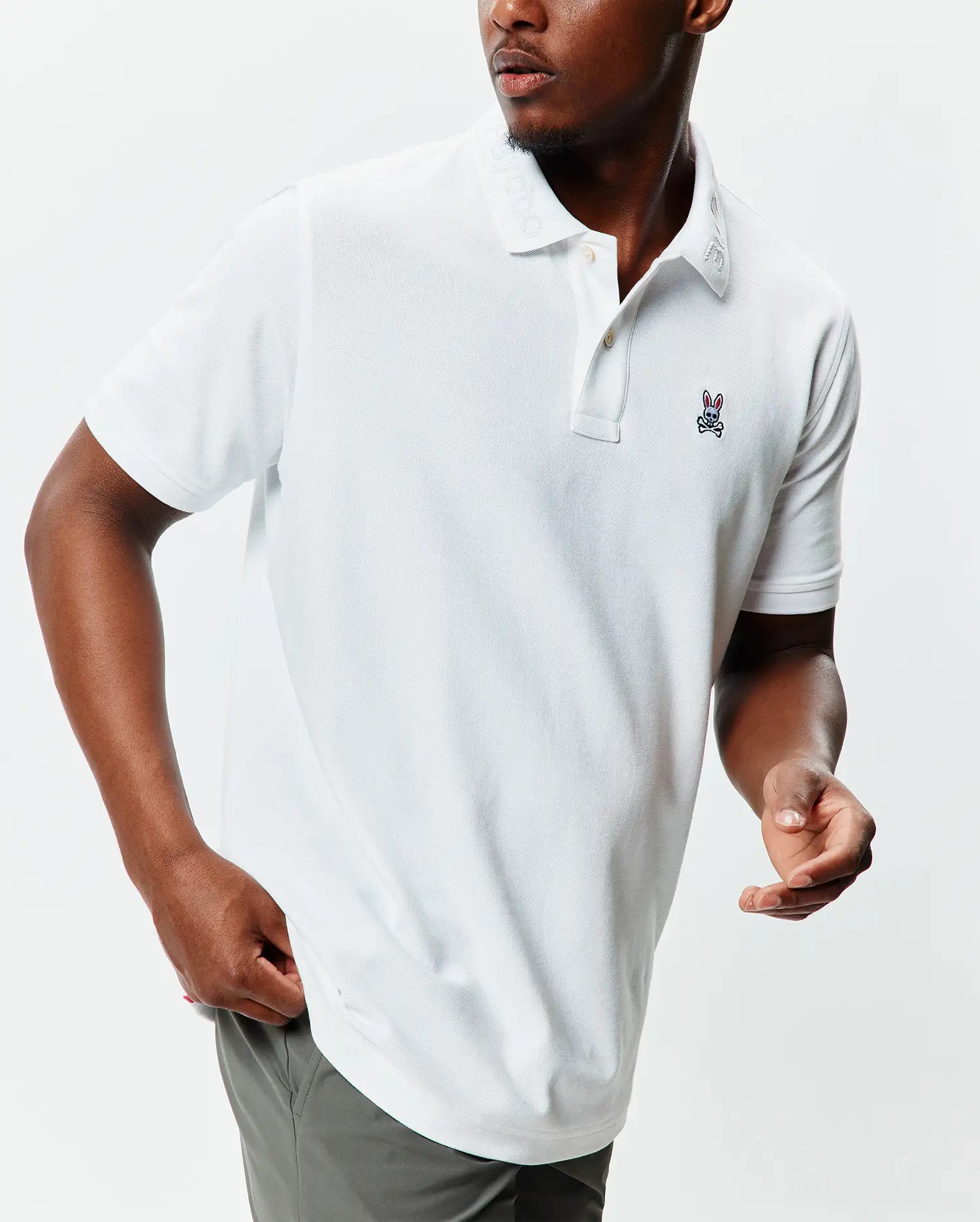 Psycho Bunny Men's Polos Prags polo piqué bianca in cotone Pima