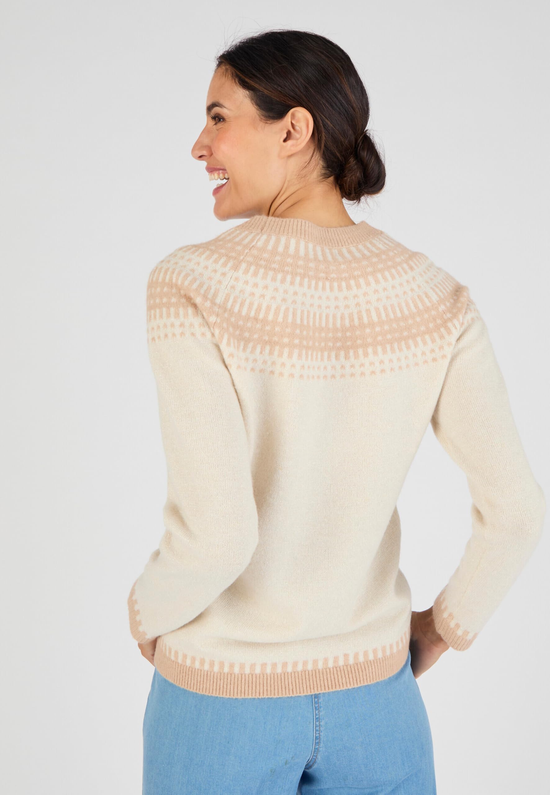 Damart Thermolactyl maglione da donna jacquard marrone beige