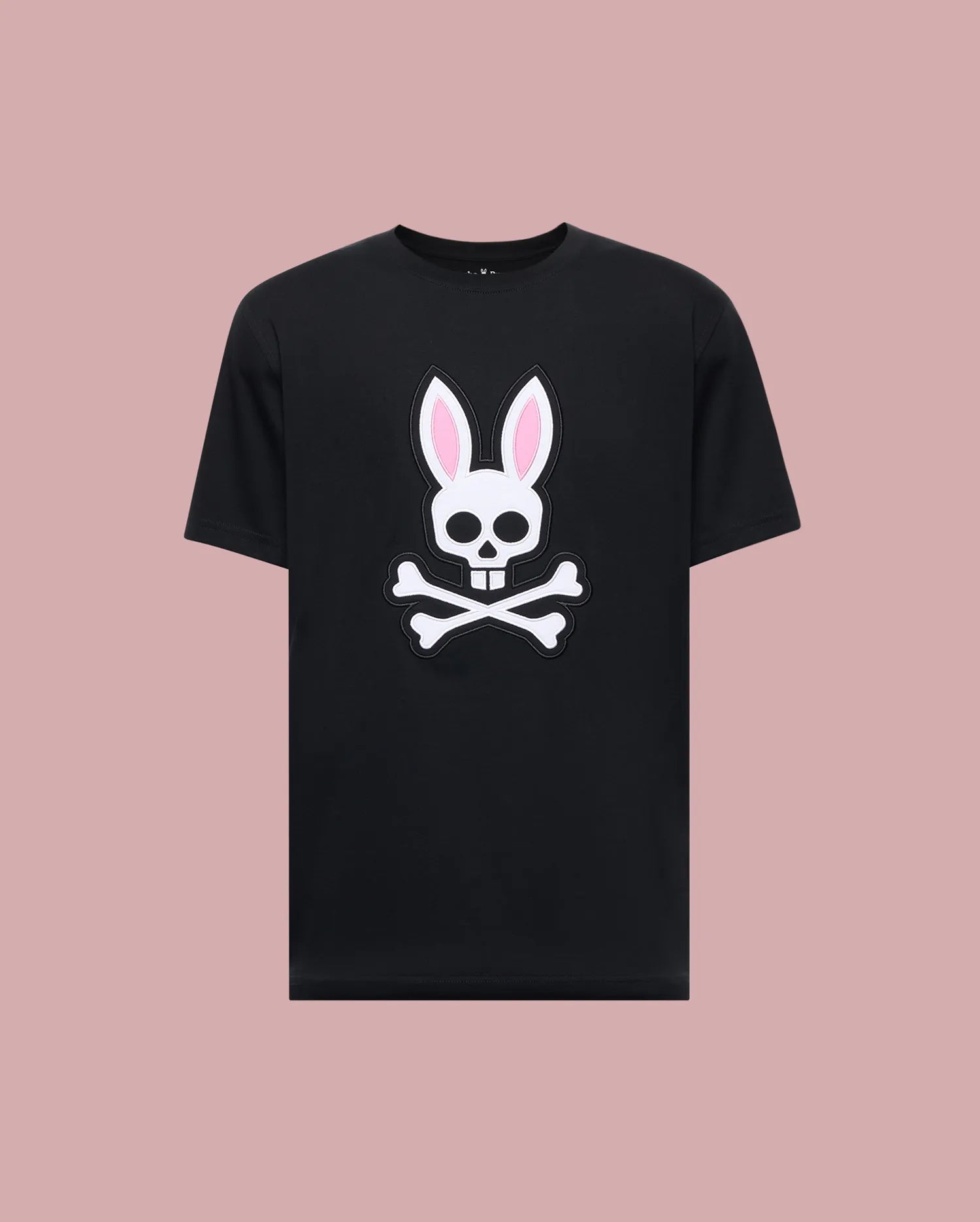 Psycho Bunny Men's Tees Archive Bunny Graphic Tee T-shirt nera in cotone Pima