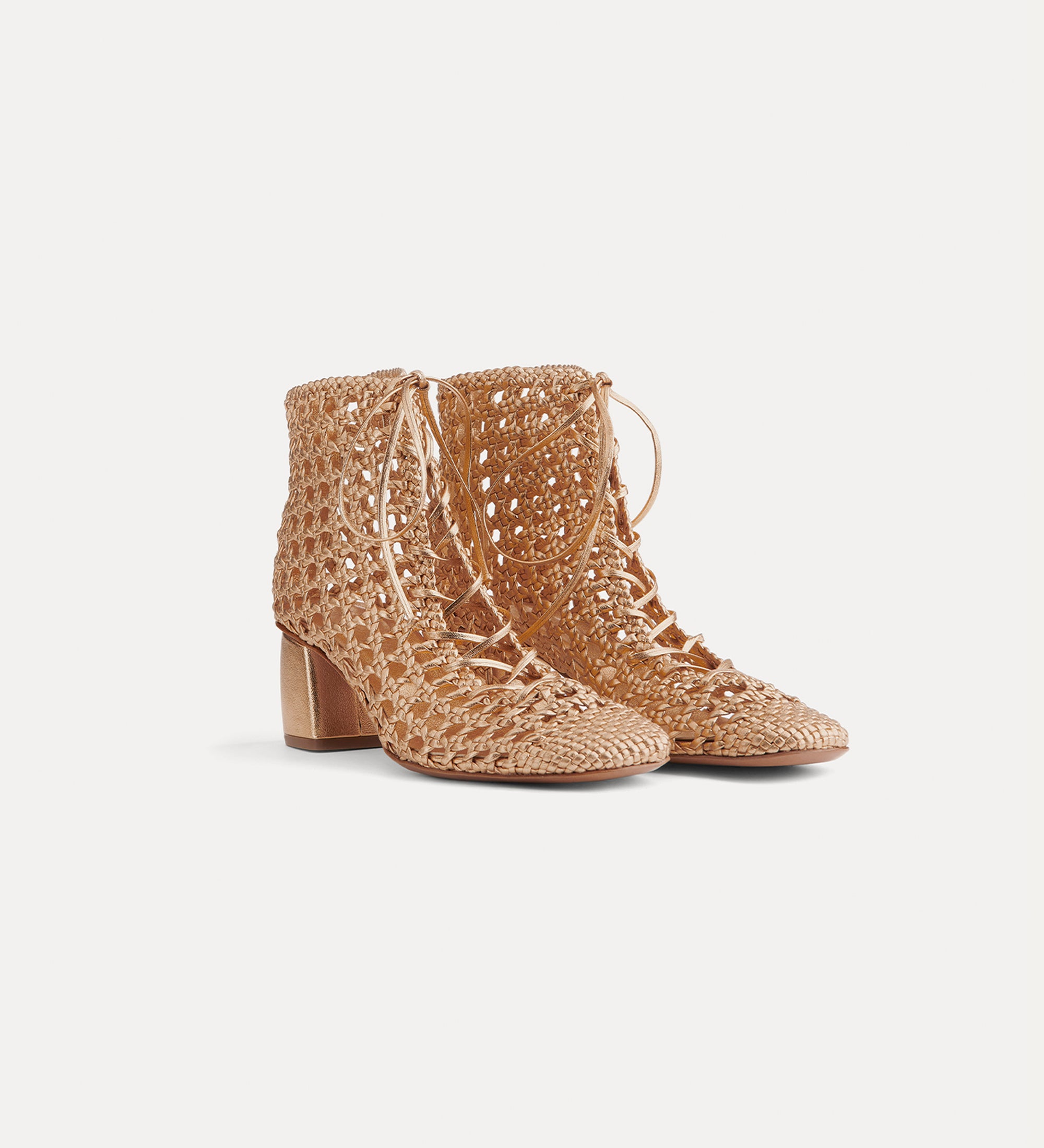 Forte scarpe My Penelope stivaletti rose gold pelle intrecciata