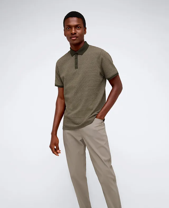 Kenneth Cole Reaction Clothing Contrast Placket Button Polo polo verde