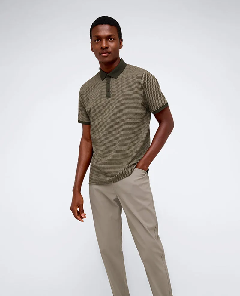 Kenneth Cole Reaction Clothing Contrast Placket Button Polo polo verde