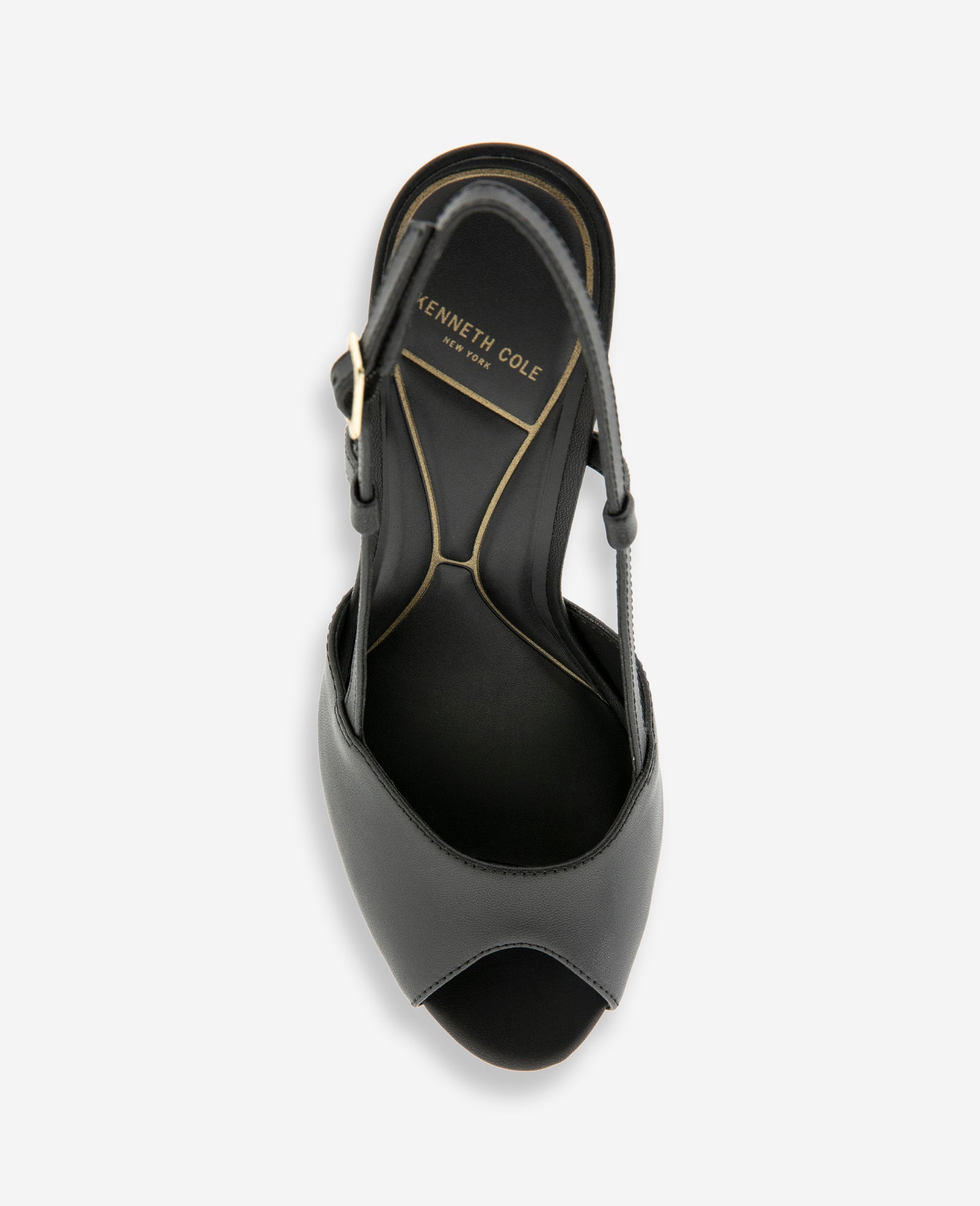 Kenneth Cole Reaction Londyn Leather peep toe tacco pelle nera