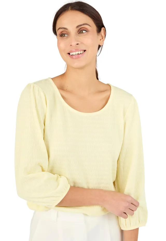 Damart Prêt-à-porter Maglietta donna a maglia testurizzata Giallo Pallido 54-56
