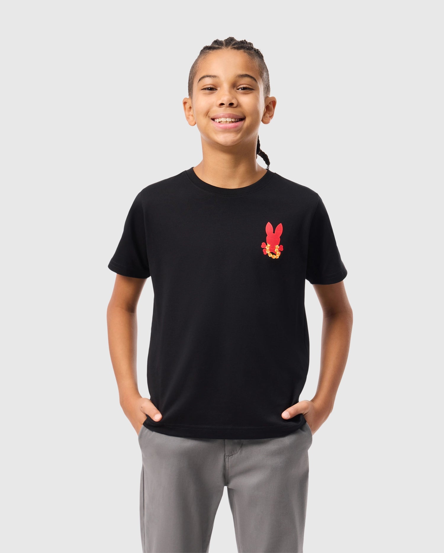 Psycho Bunny Kids Tees Hawaii City Tee maglietta nera bambini cotone Pima