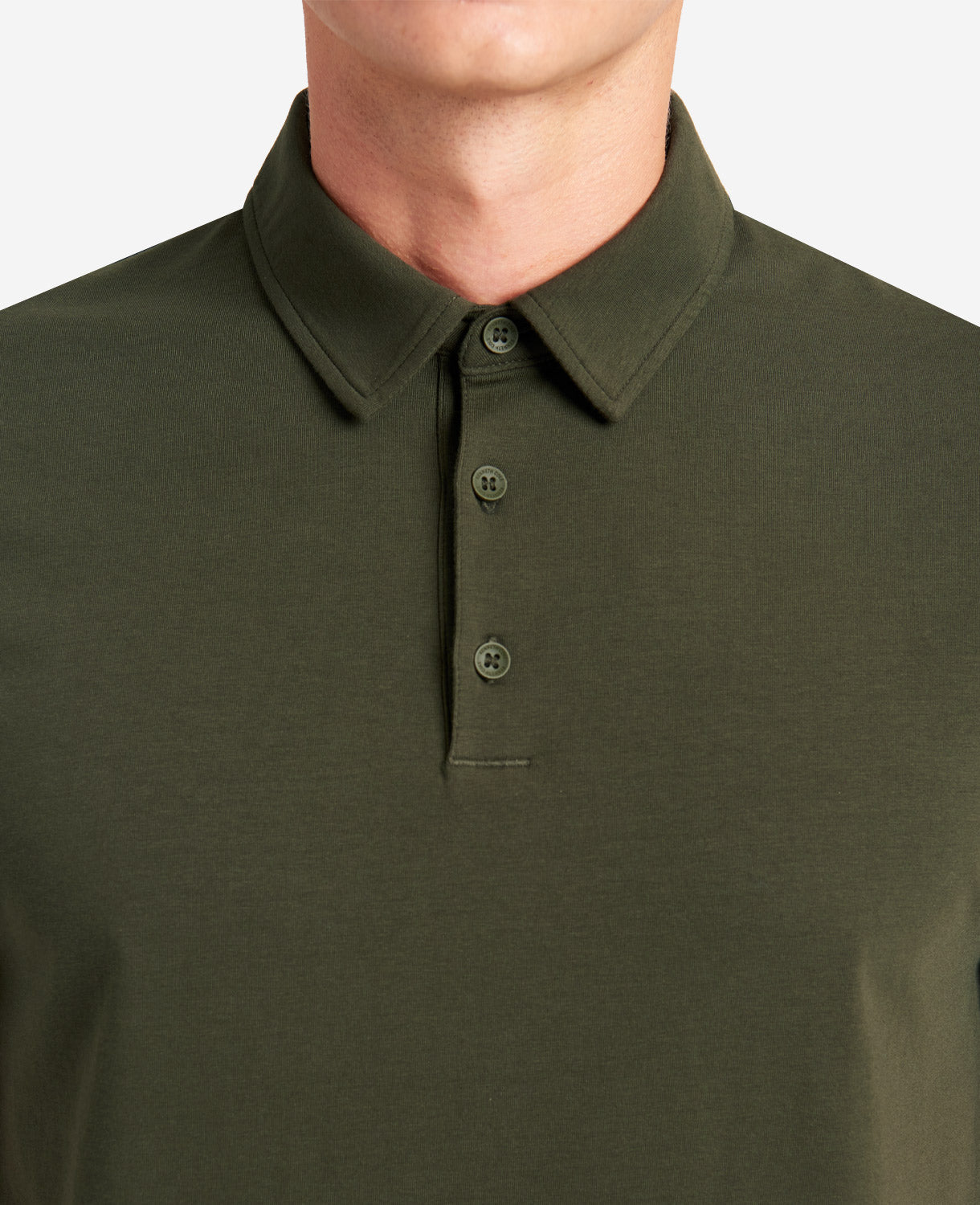 Kenneth Cole Reaction Clothing Performance Button Polo polo verde scuro elasticizzata