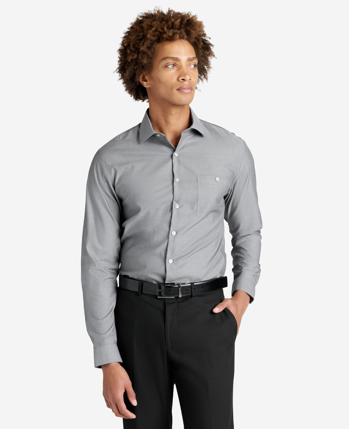 Kenneth Cole Reaction Clothing Slim-Fit Button-Down Stretch Dress Shirt with TEK FIT camicia blu