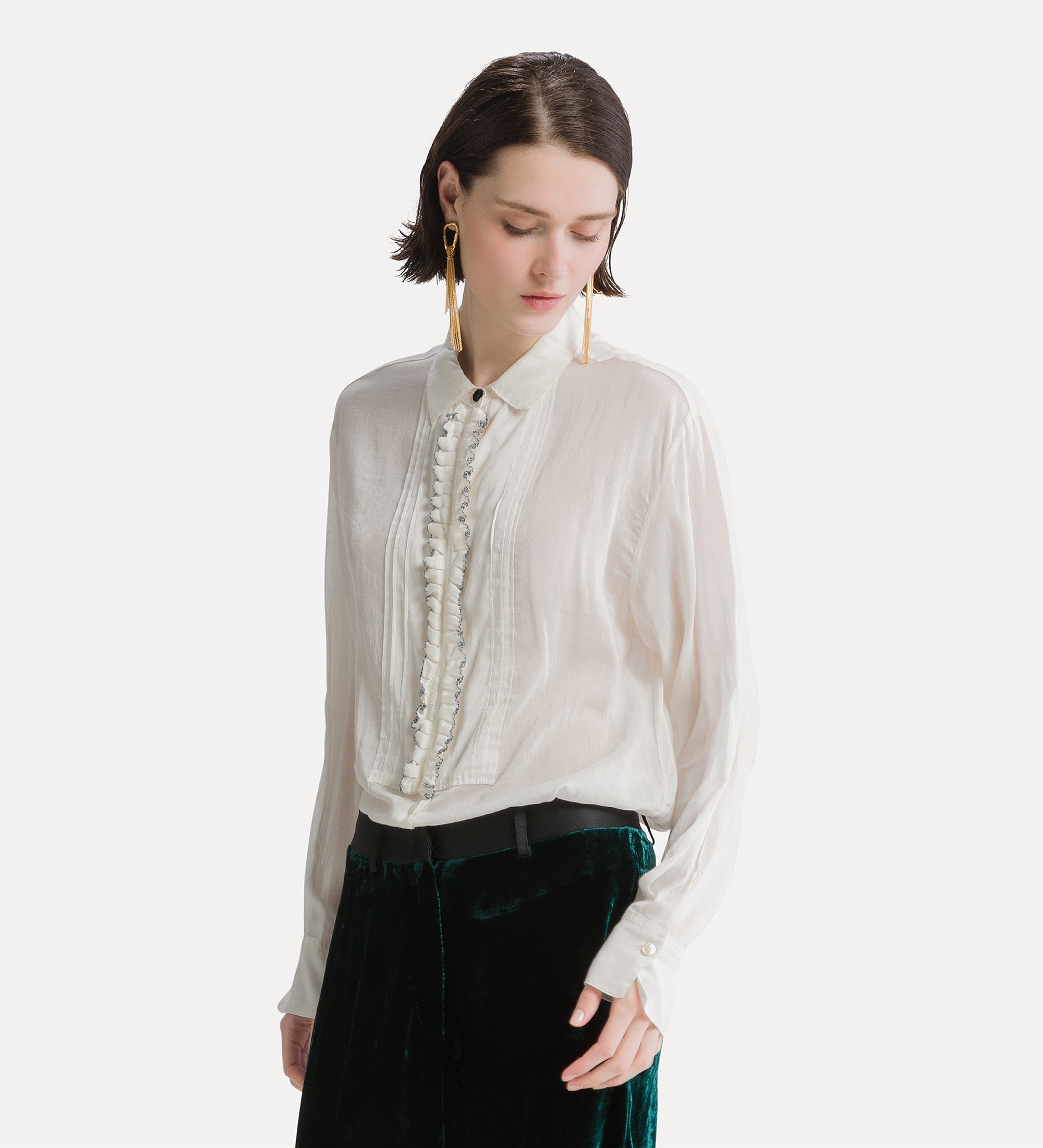 Forte camicie camicia smoking in voile bianca