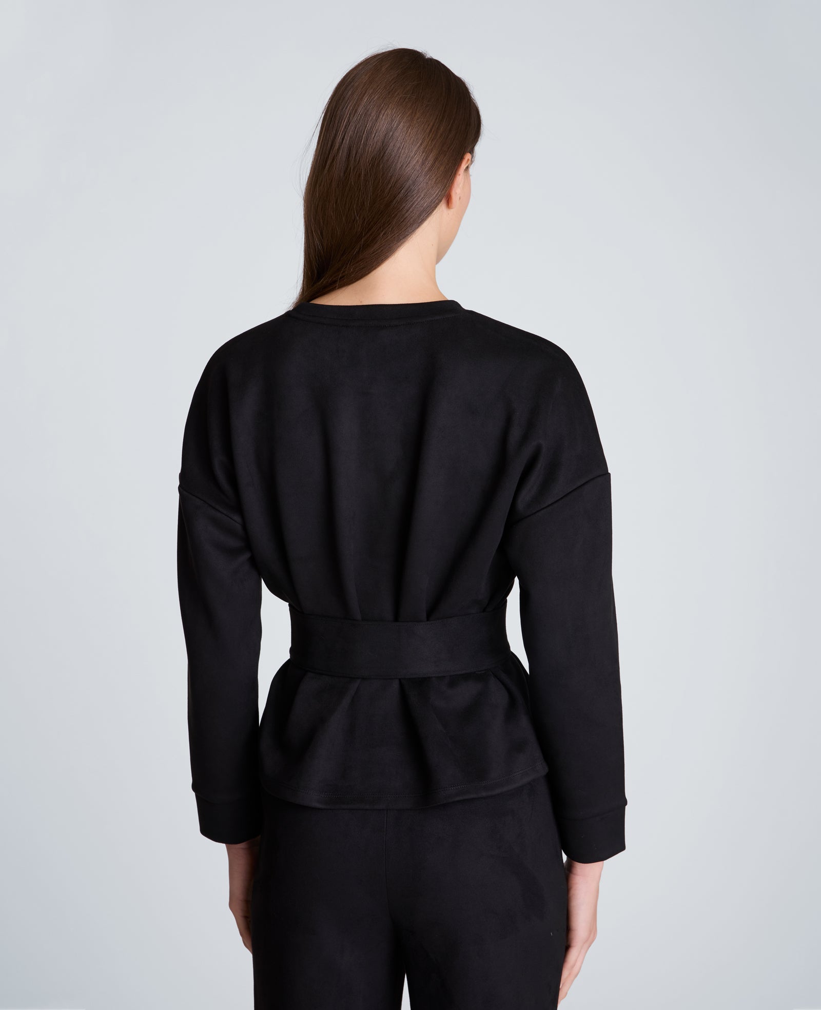 Kenneth Cole Reaction Clothing Long Sleeve Crew Neck with Belt abito nero