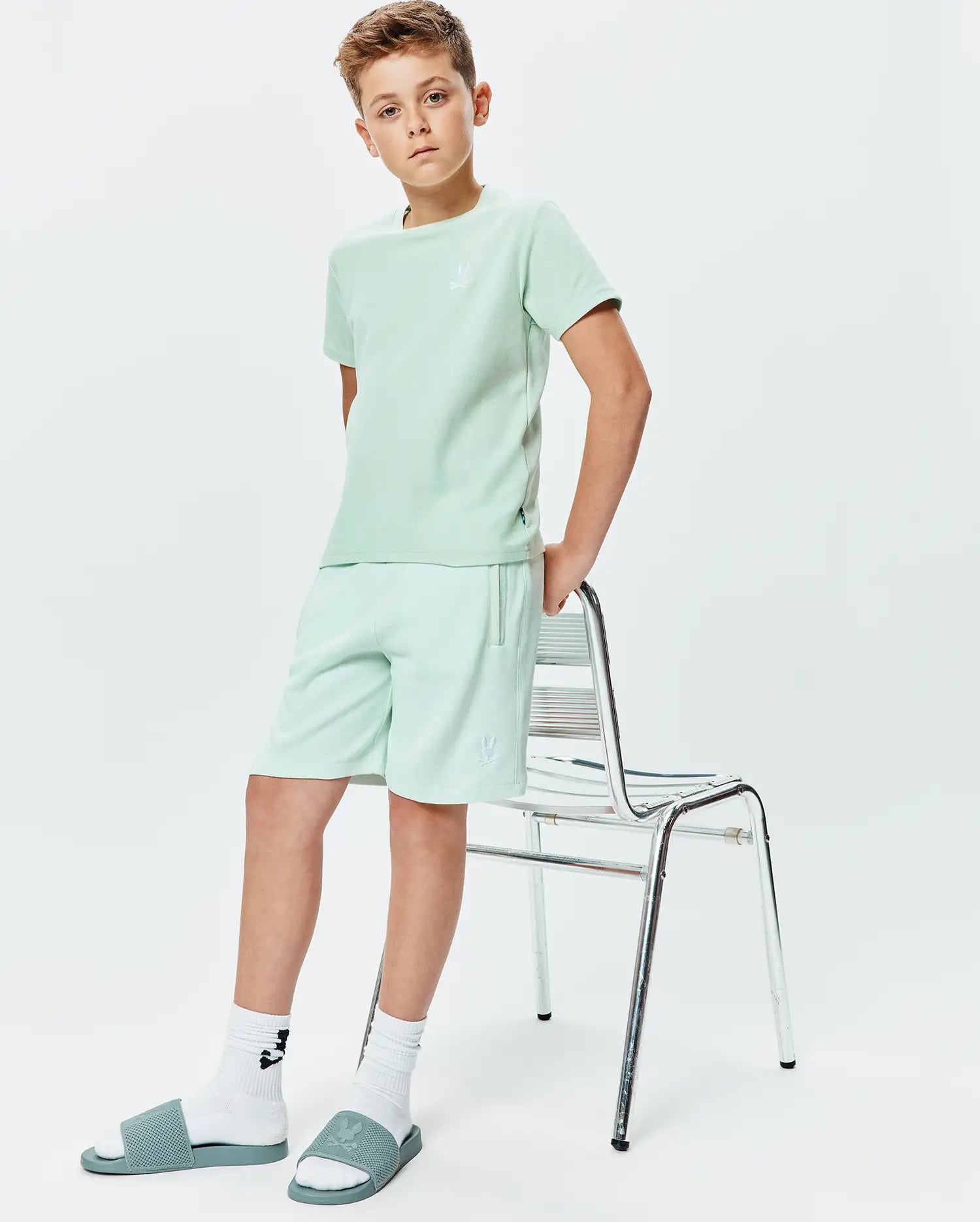 Psycho Bunny Kids Tees Taylor Pique Tee maglietta verde Pima