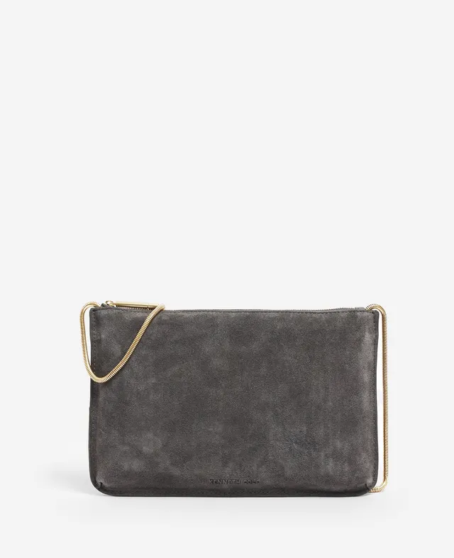Kenneth Cole Reaction Bags Highline Suede Disco borsa a tracolla grigio acciaio in pelle