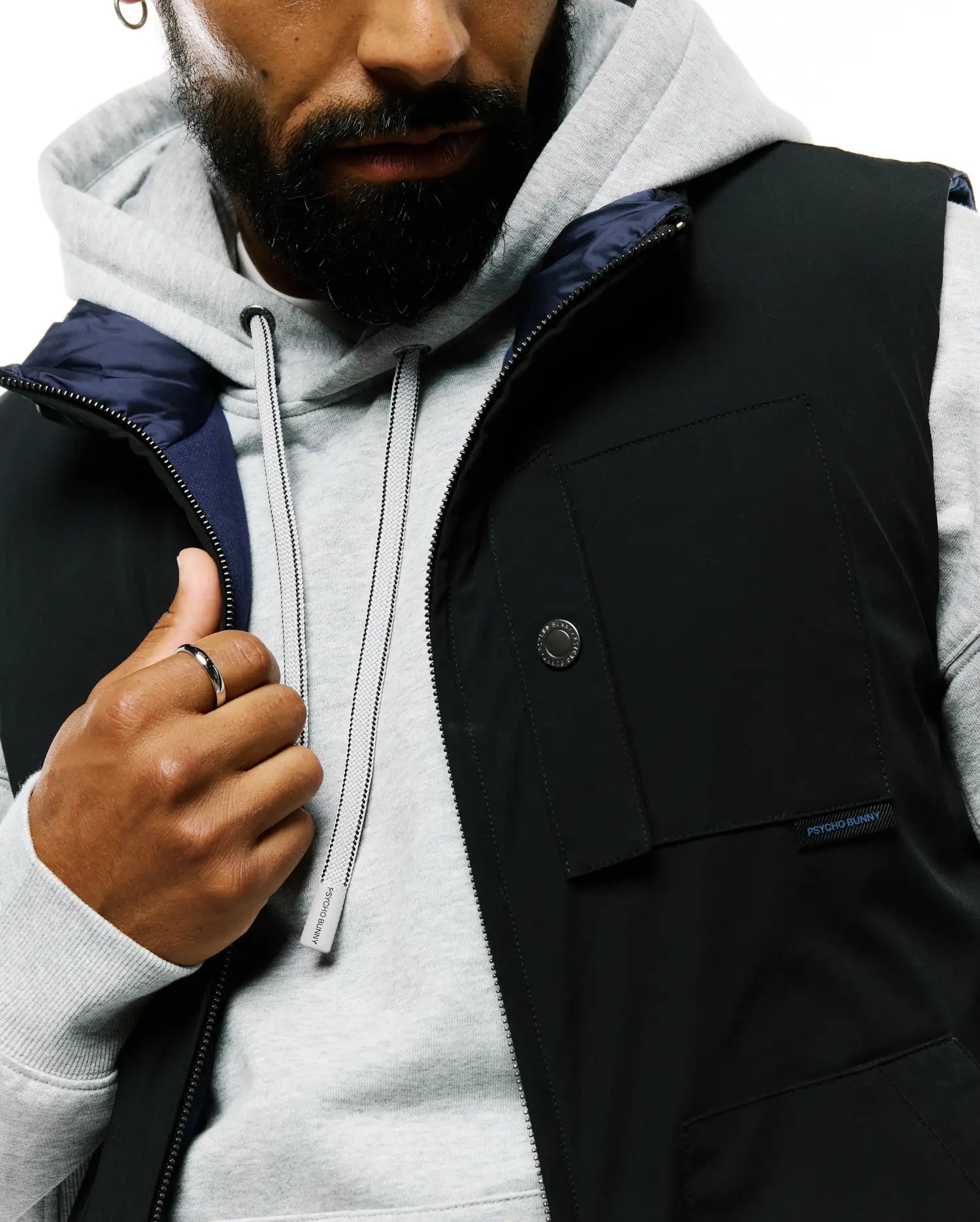 Psycho Bunny Jackets MEN'S GORDLER REVERSIBLE VEST MO1100101 gilet nero reversibile