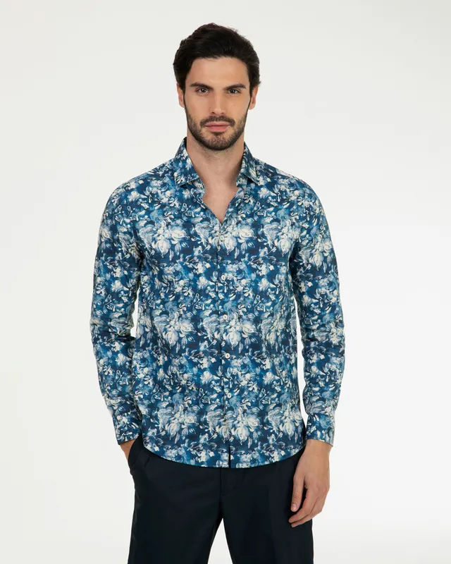 Markup Uomo Camicie Camicia collo francese macro fiore