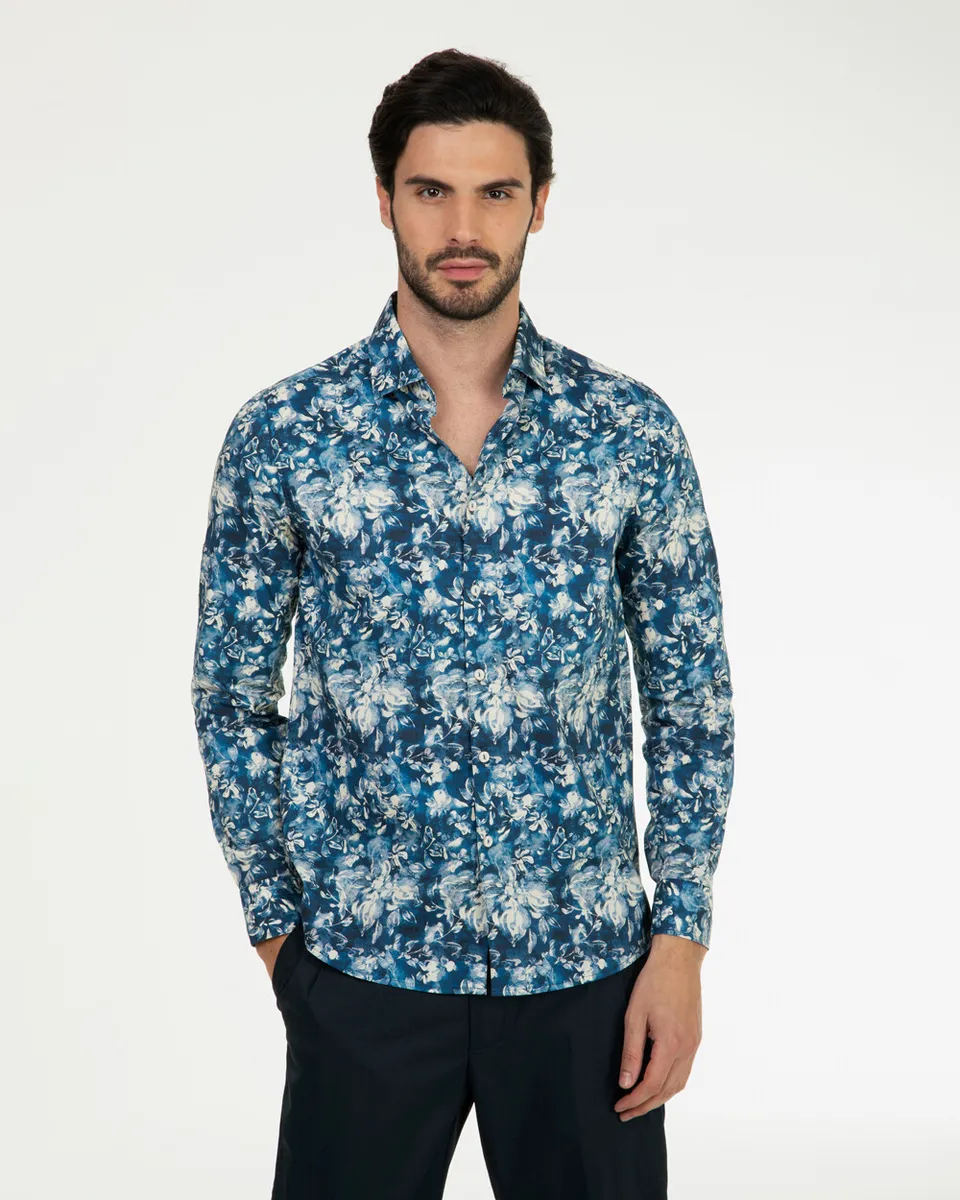 Markup Uomo Camicie Camicia collo francese macro fiore
