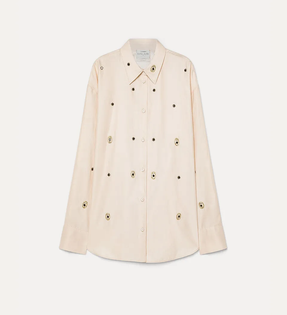 Forte camicie camicia in twill ricamo Le Club Loto