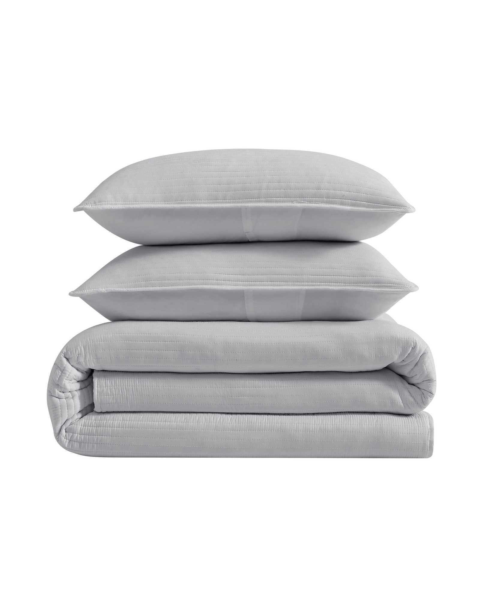 Kenneth Cole Reaction Home & Bedding Washed Channel Quilt Set trapunta grigia