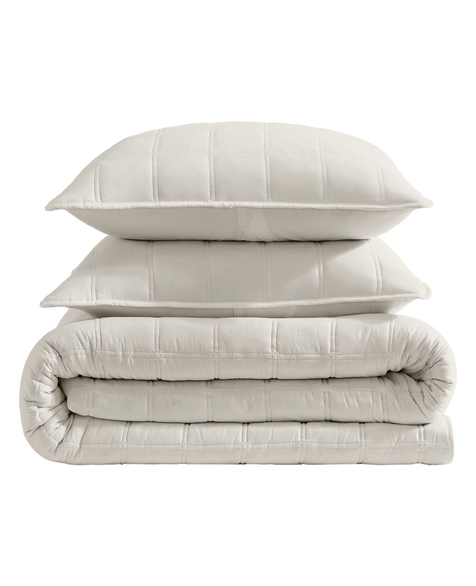 Kenneth Cole Reaction Home & Bedding Stonewashed Quilt Set set trapunta beige in poliestere leggero
