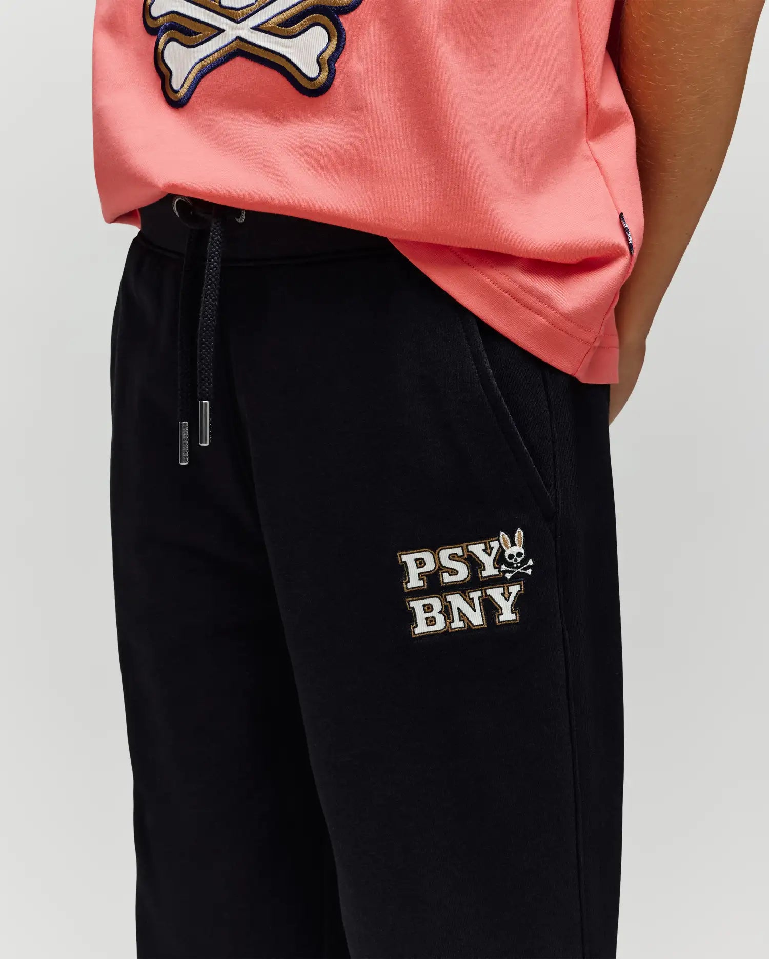 Psycho Bunny Kids Bottoms Wade Sweatpant pantaloni tuta neri in cotone misto