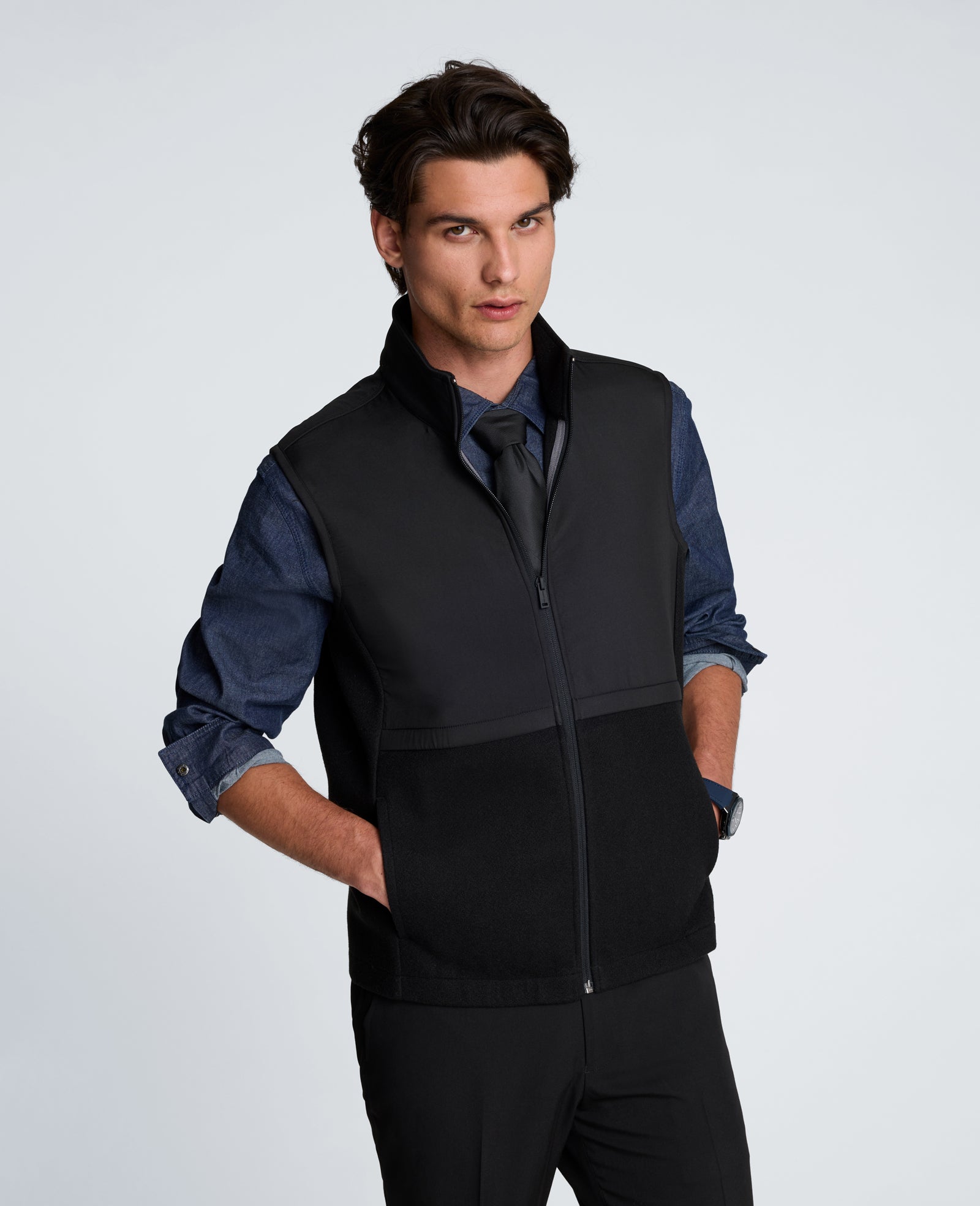 Kenneth Cole Reaction Clothing Blocked Vest gilet nero imbottito leggero